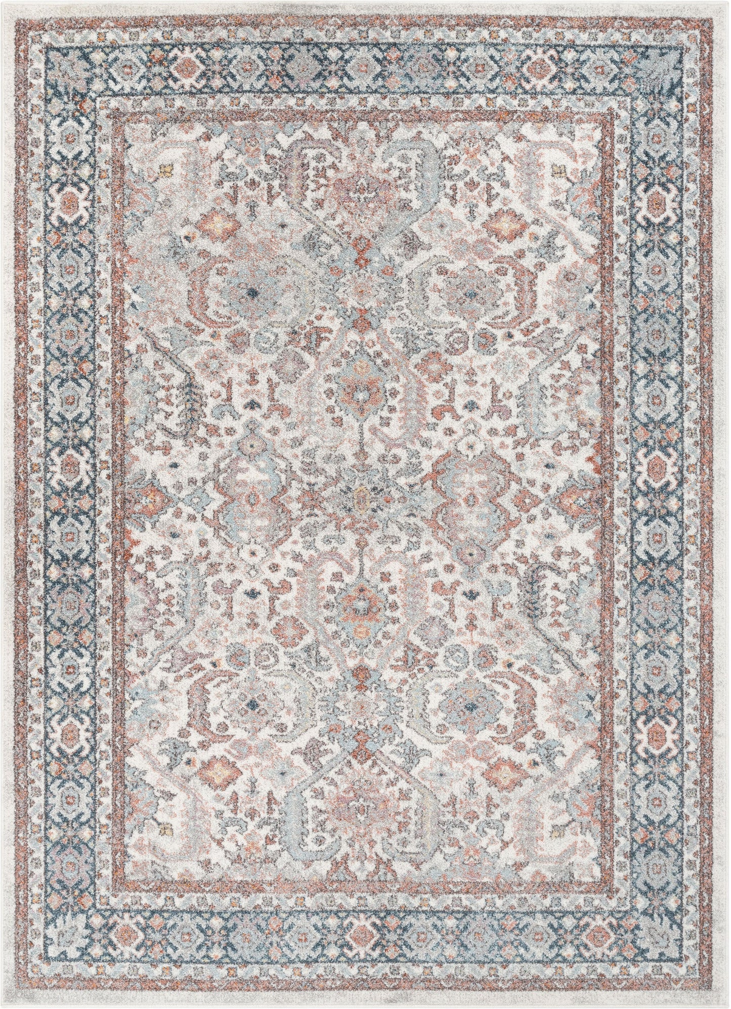 Salida Vintage Oriental Botanical Border Beige Rust Rug RO-282