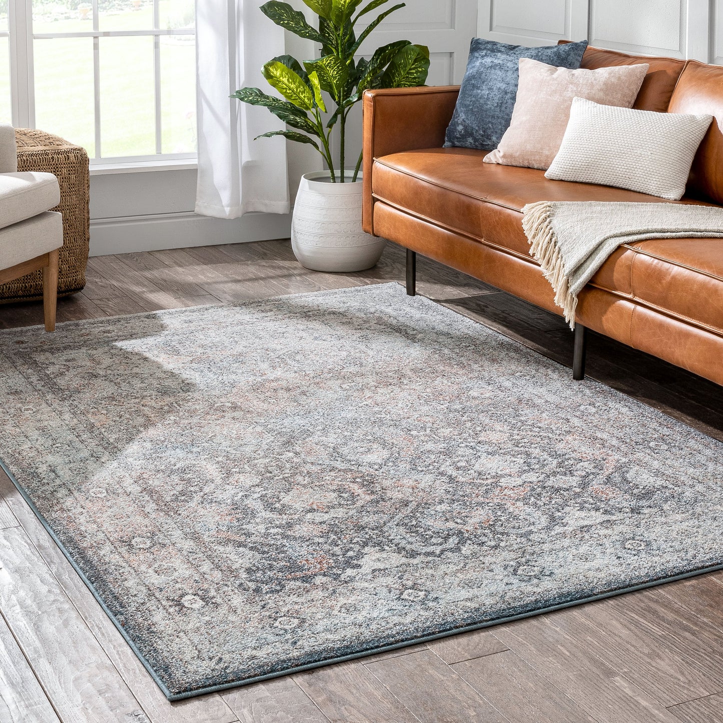Salida Vintage Oriental Botanical Border Black Grey Rug RO-283