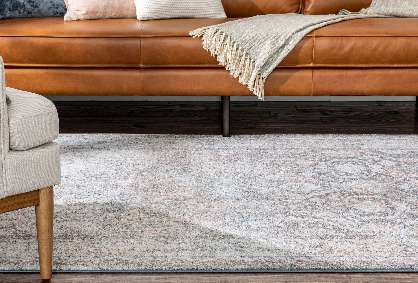 Salida Vintage Oriental Botanical Border Black Grey Rug RO-283