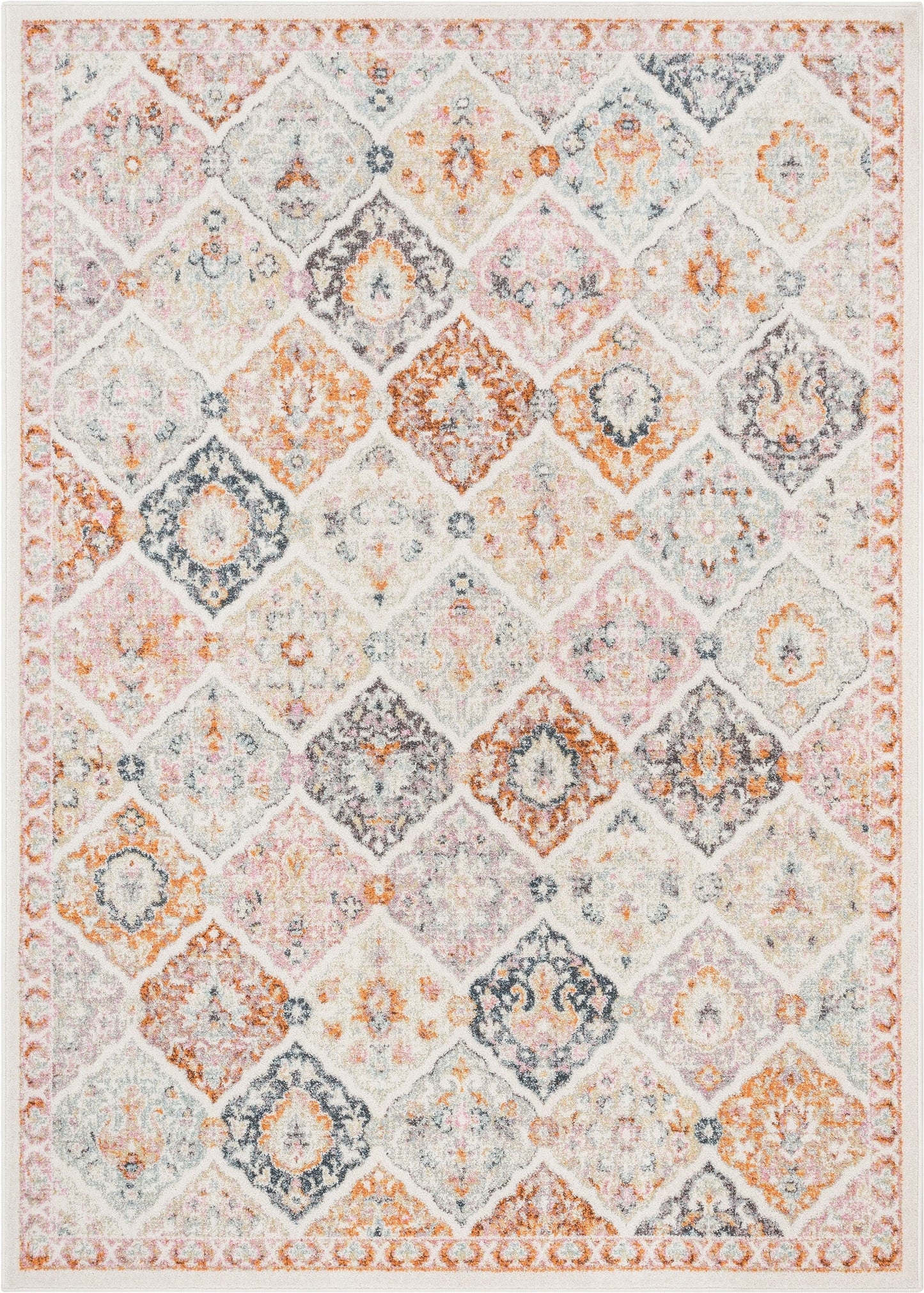 Elaine Vintage Bohemian Panel Ivory Green Rug RO-302