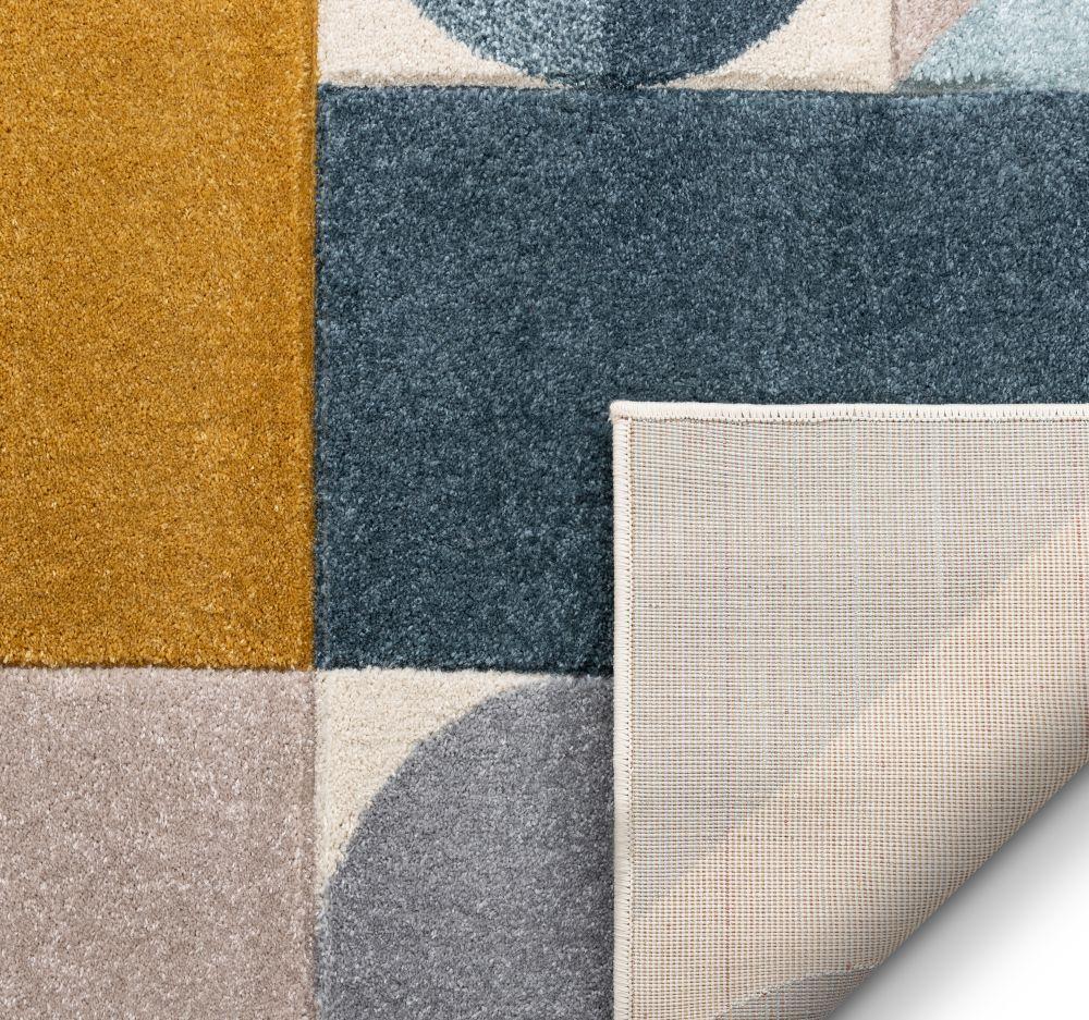 Dede Blue Mid-Century Modern Geometric Shapes Rug RU-104