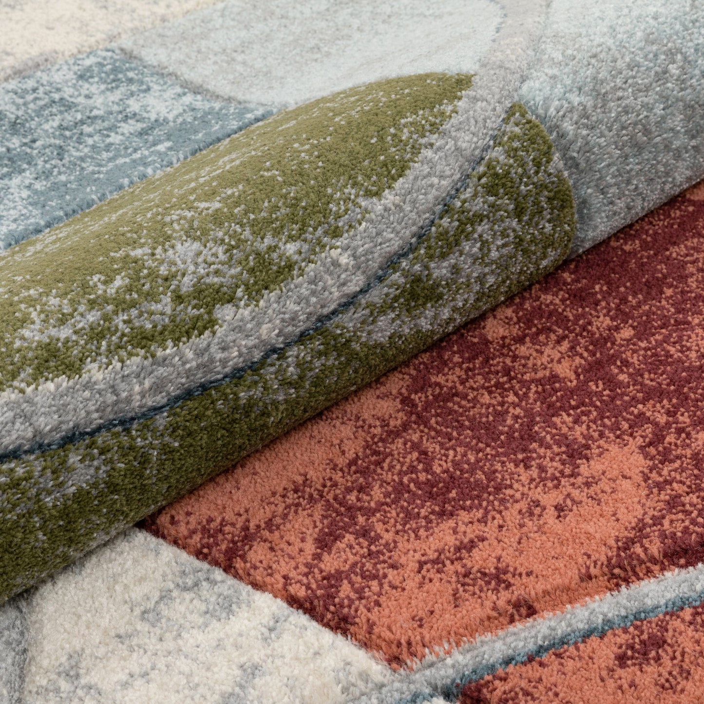 Jive Modern Abstract Geometric Arcs & Shapes Multi Distressed High-Low Rug RU-161