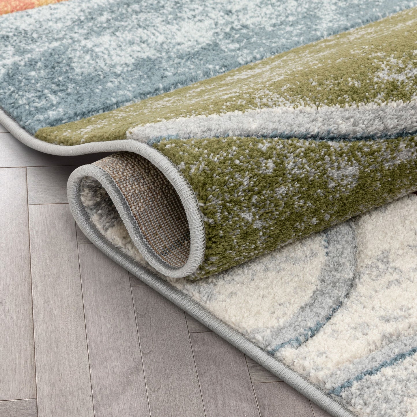 Jive Modern Abstract Geometric Arcs & Shapes Multi Distressed High-Low Rug RU-161