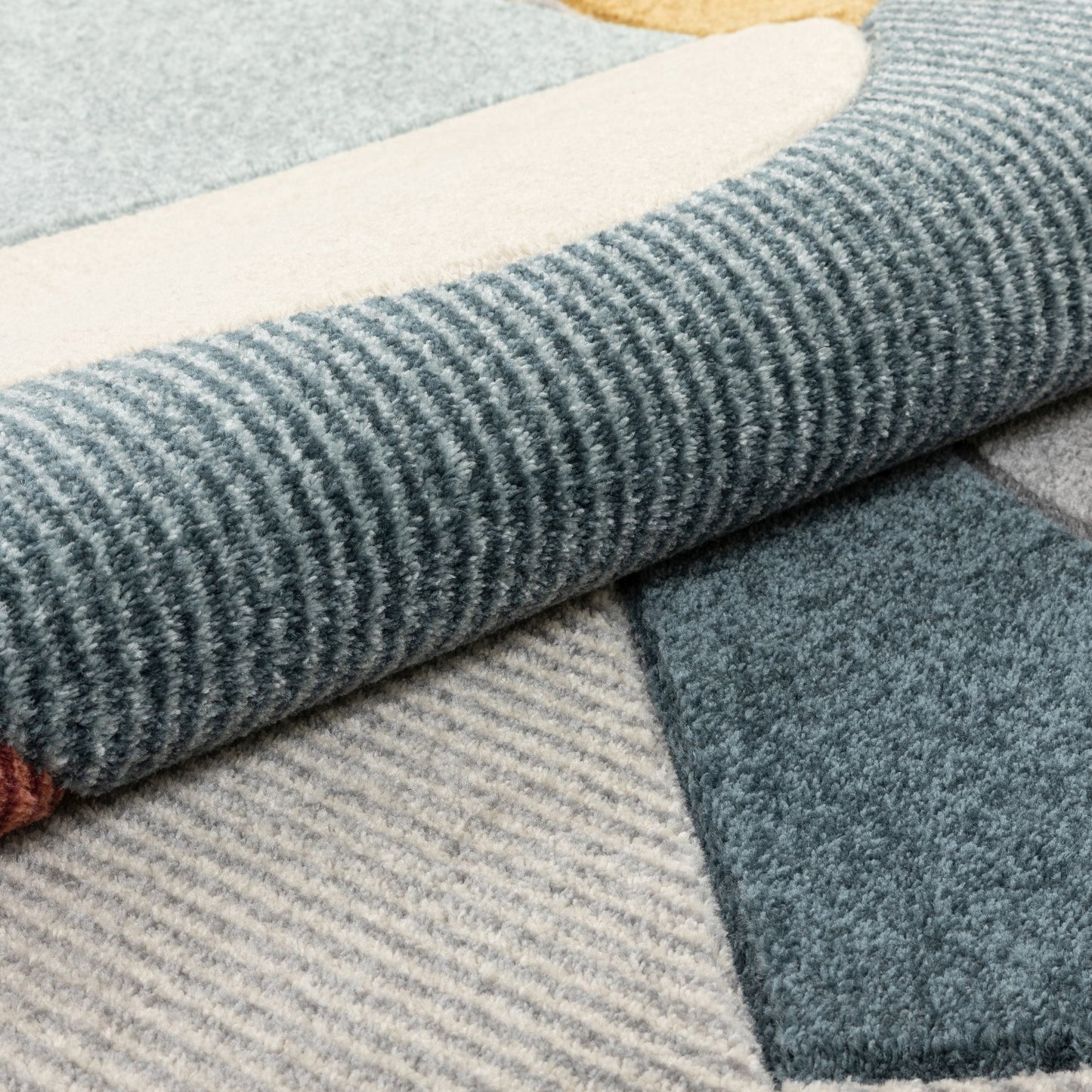 Glimmer Mid-Century Modern Geometric Pattern Multi Distressed High-Low Rug RU-181