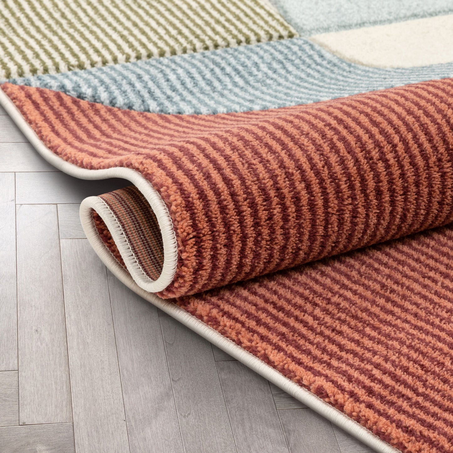 Glimmer Mid-Century Modern Geometric Pattern Multi Distressed High-Low Rug RU-181