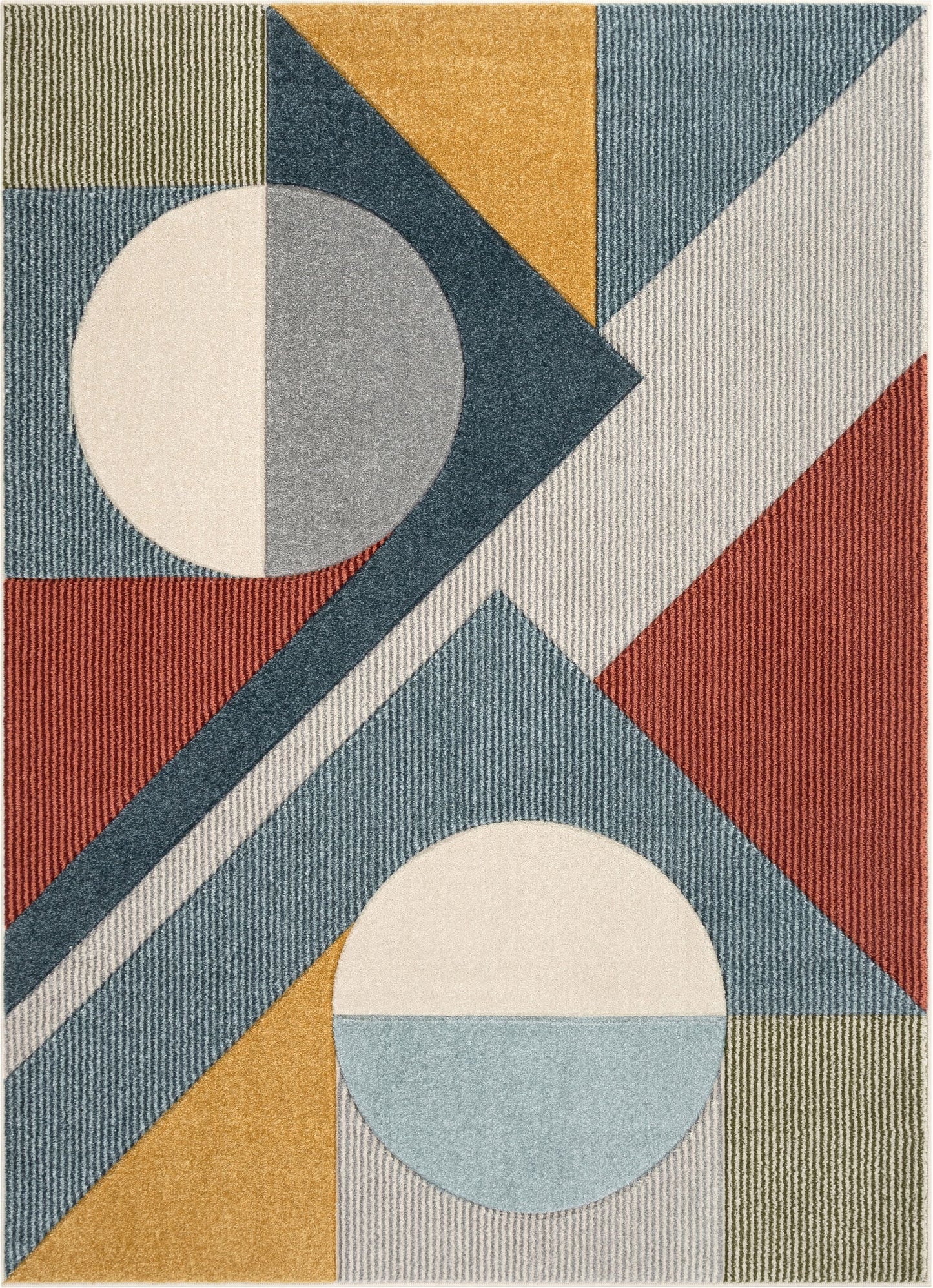 Glimmer Mid-Century Modern Geometric Pattern Multi Distressed High-Low Rug RU-181