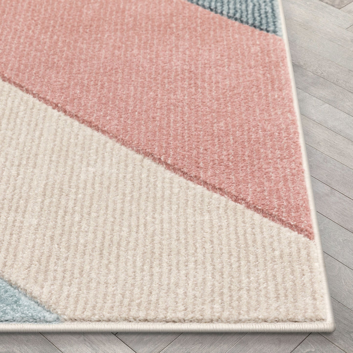 Alma Mid-Century Modern Geometric Triangle Pattern Multi Distressed High-Low Rug RU-201