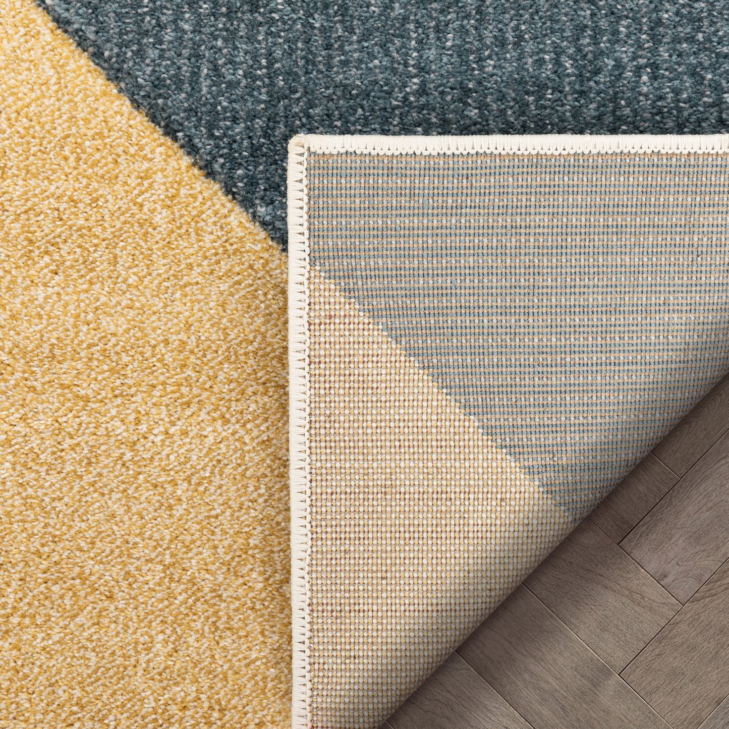Alma Mid-Century Modern Geometric Triangle Pattern Multi Distressed High-Low Rug RU-206