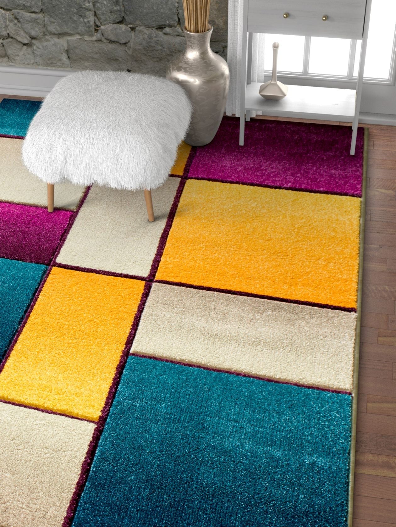Saree Cream Mid-Century Modern Rug RU-38