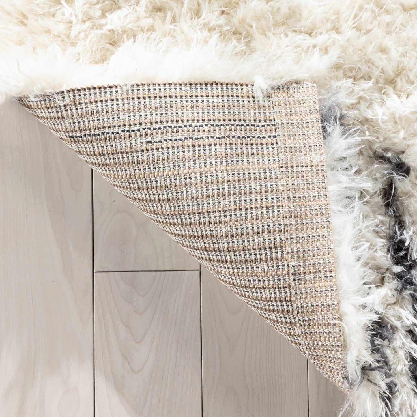 Yucca Modern Ethnic Shag Ivory Grey Soft Rug RUE-22