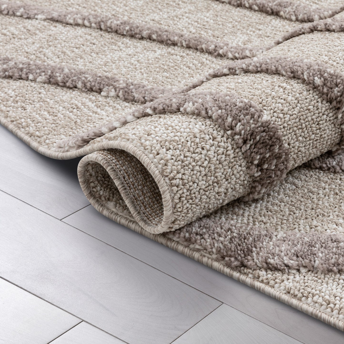 Lydia Contemporary Coastal Geometric Ivory High-Low Textured Rug SAL-102