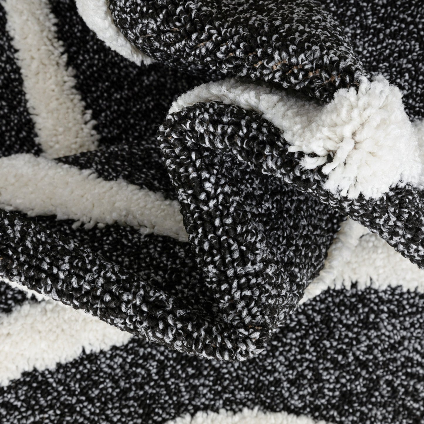 Lydia Contemporary Coastal Geometric Black High-Low Textured Rug SAL-103