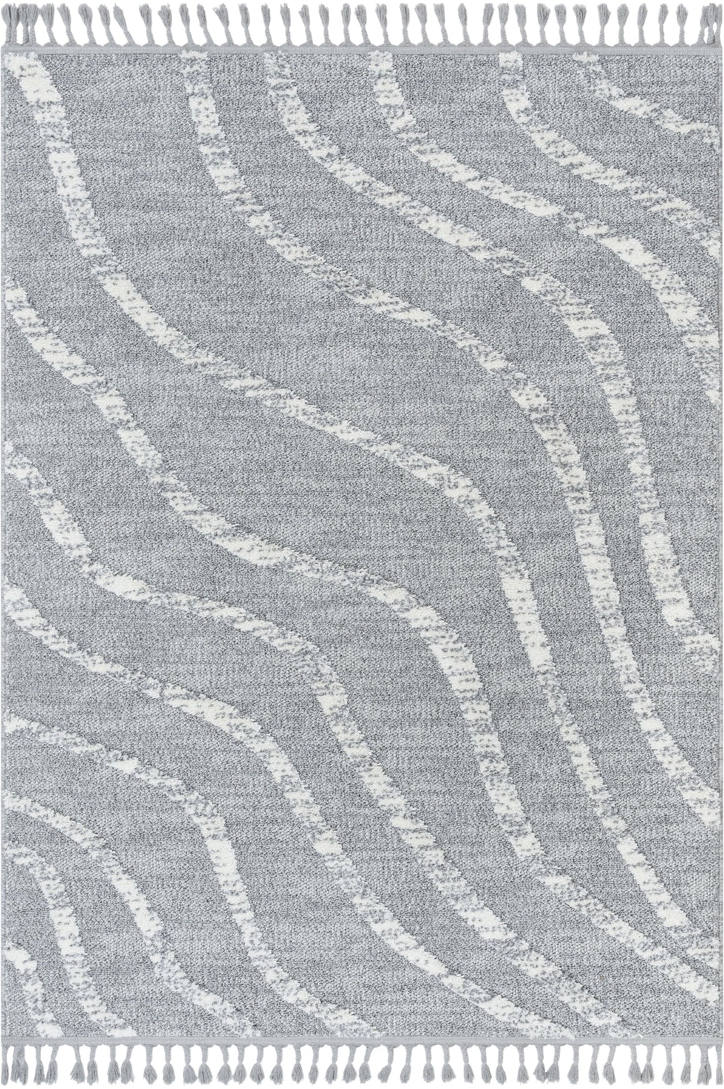 Lydia Contemporary Coastal Geometric Grey High-Low Textured Rug SAL-107