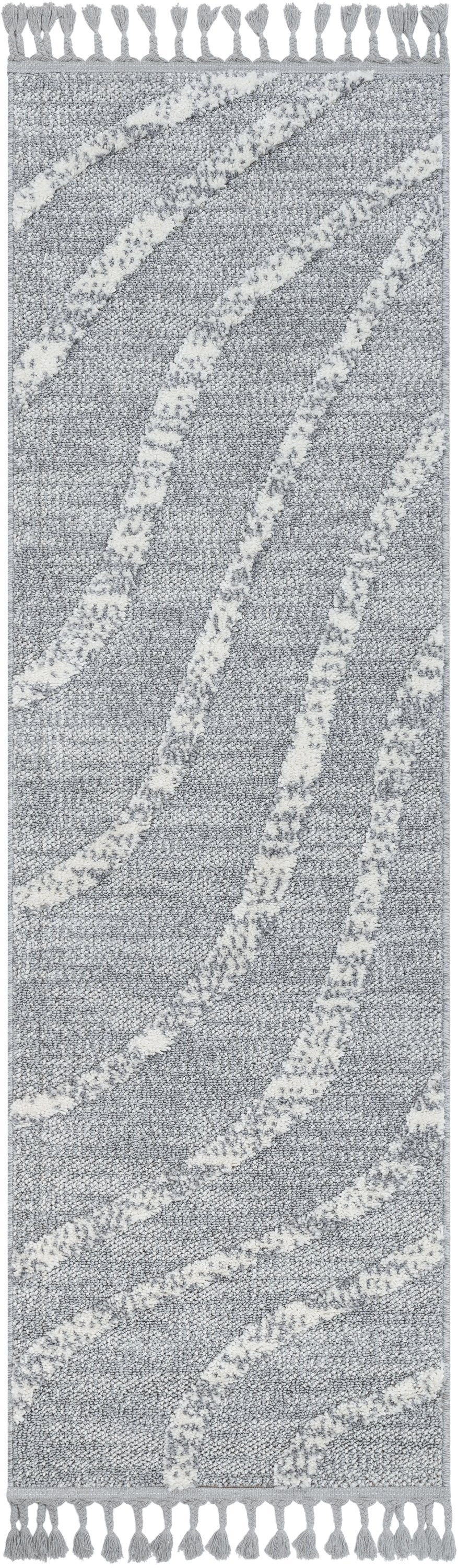 Lydia Contemporary Coastal Geometric Grey High-Low Textured Rug SAL-107