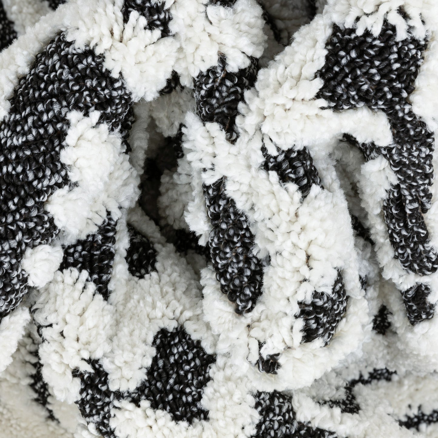 Eliana Tribal Geometric Chevron pattern Dark Grey White High-Low Textured Rug SAL-57