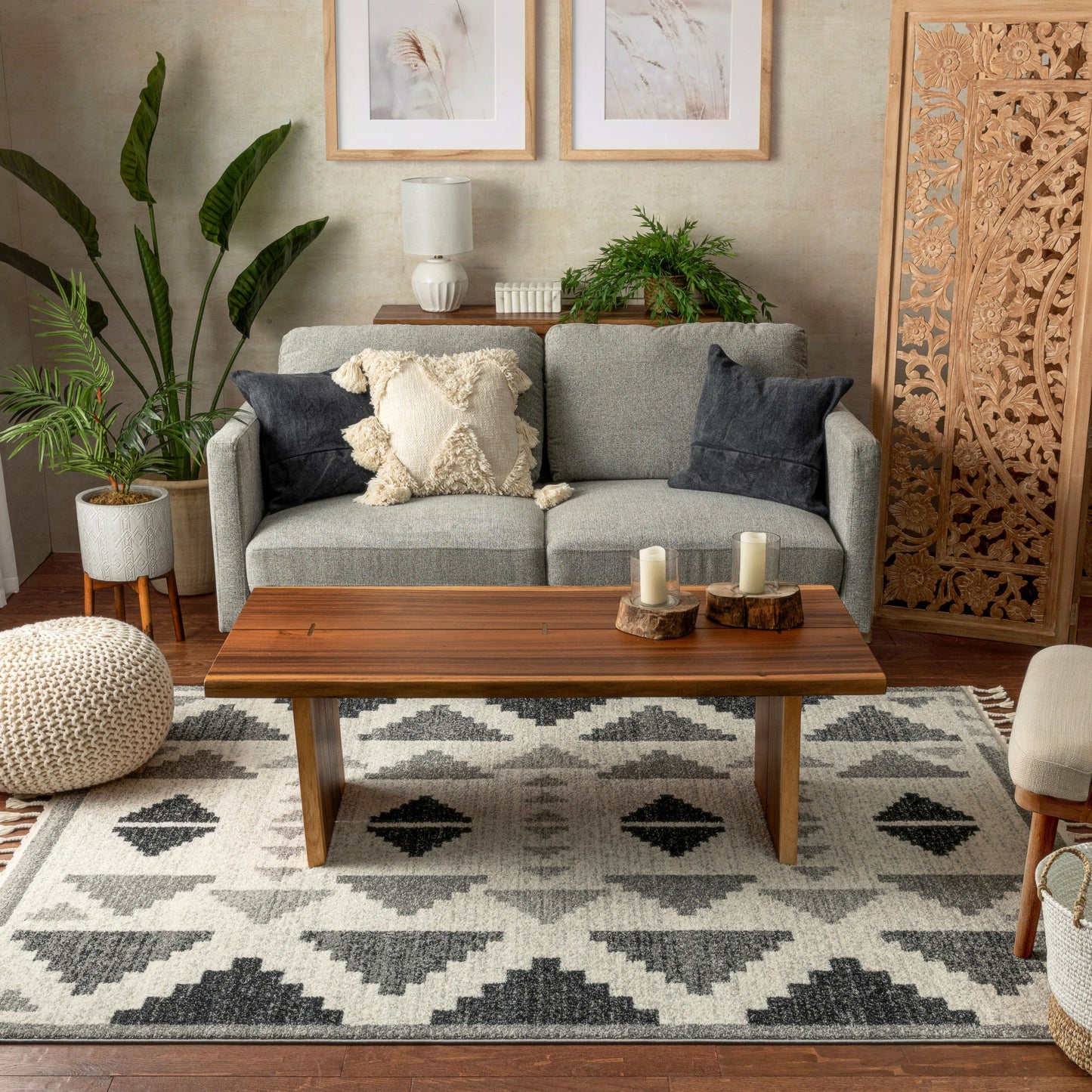 Ada Moroccan Tribal Geometric Grey Rug SE-153