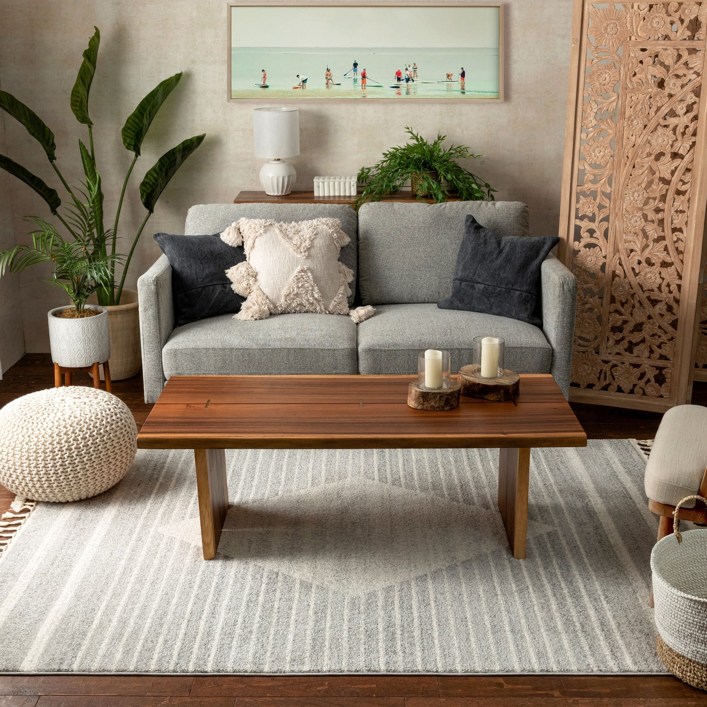 Josie Nordic Medallion Stripes Ivory Rug SE-162