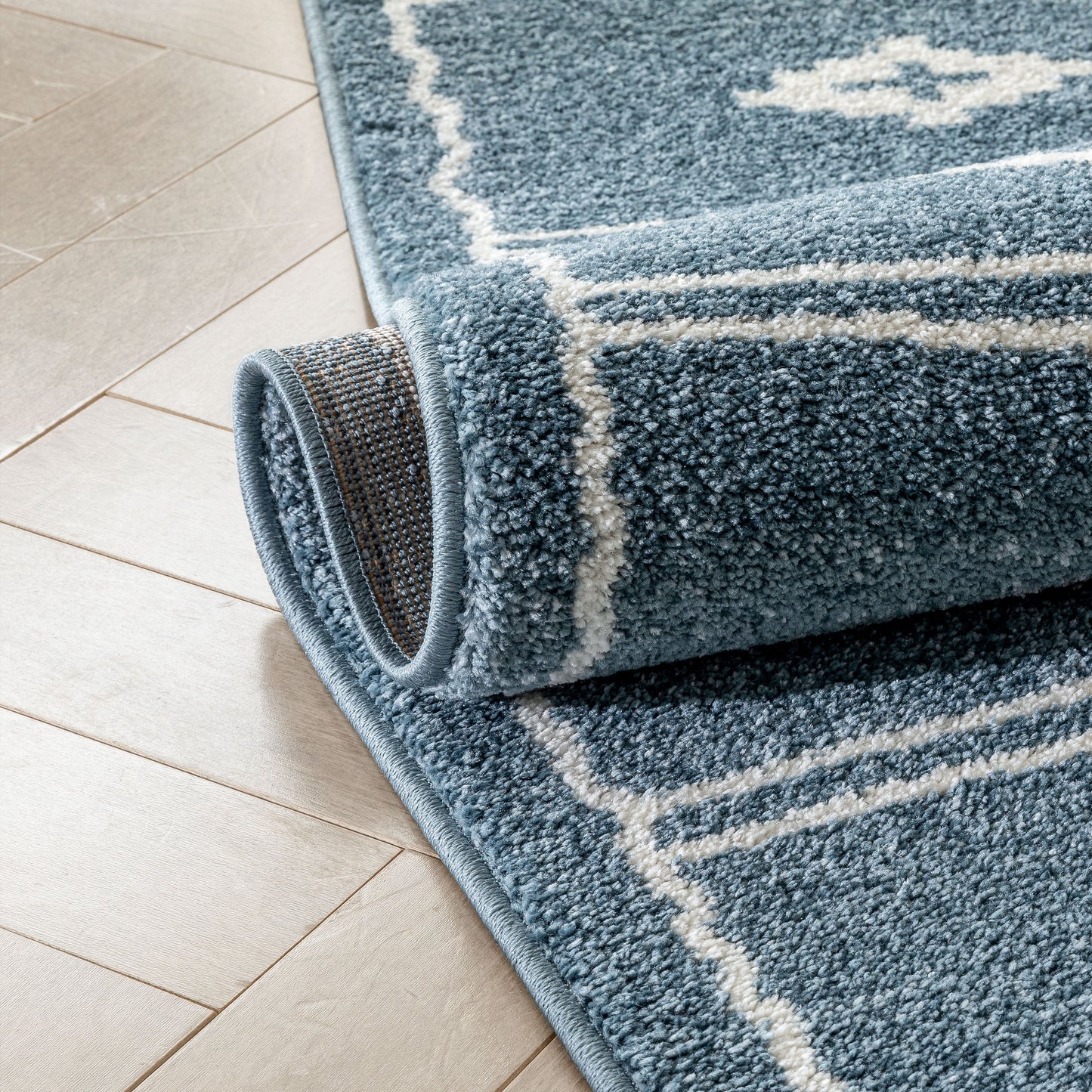 Parallel Moroccan Tribal Diamond Pattern Blue Rug SE-244