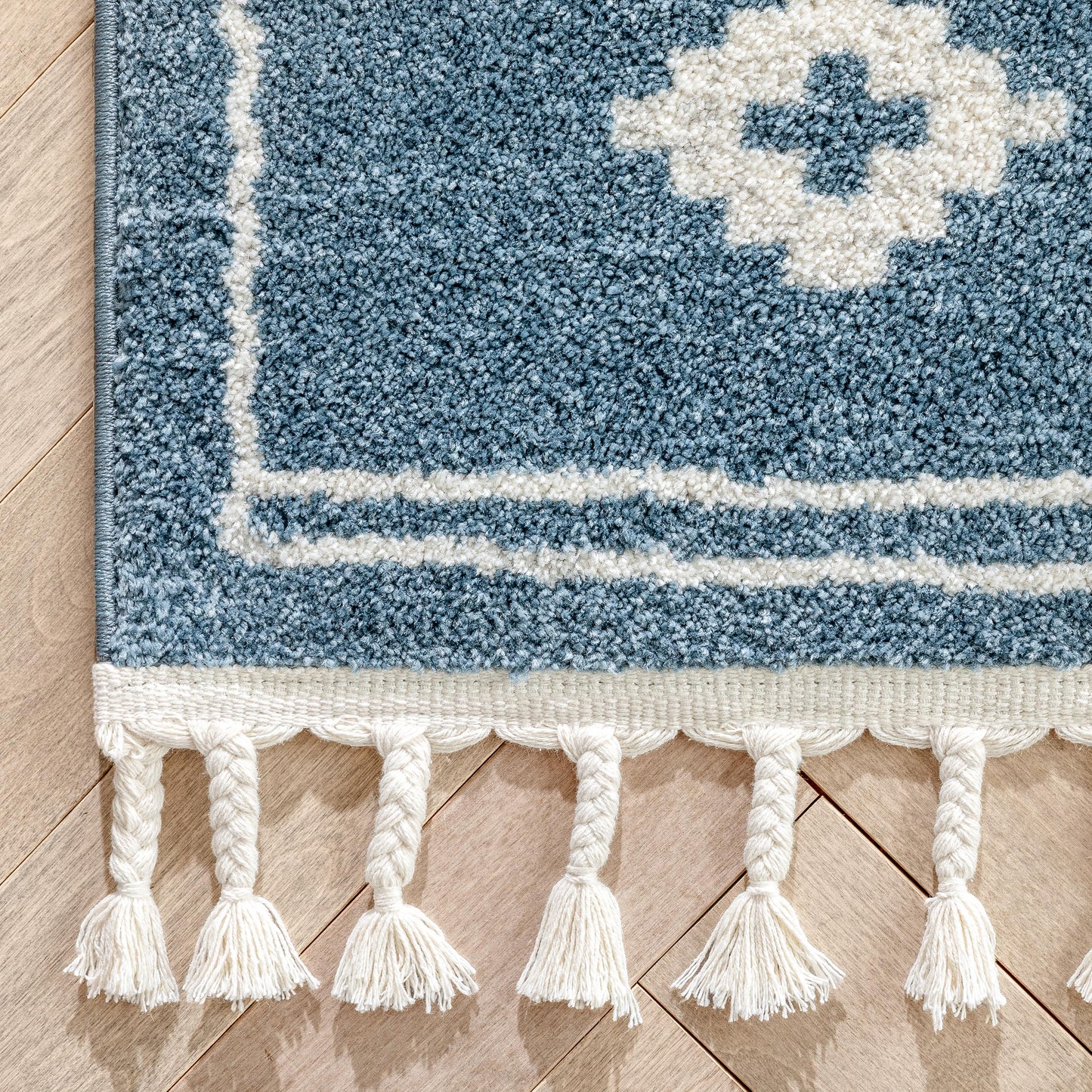 Parallel Moroccan Tribal Diamond Pattern Blue Rug SE-244