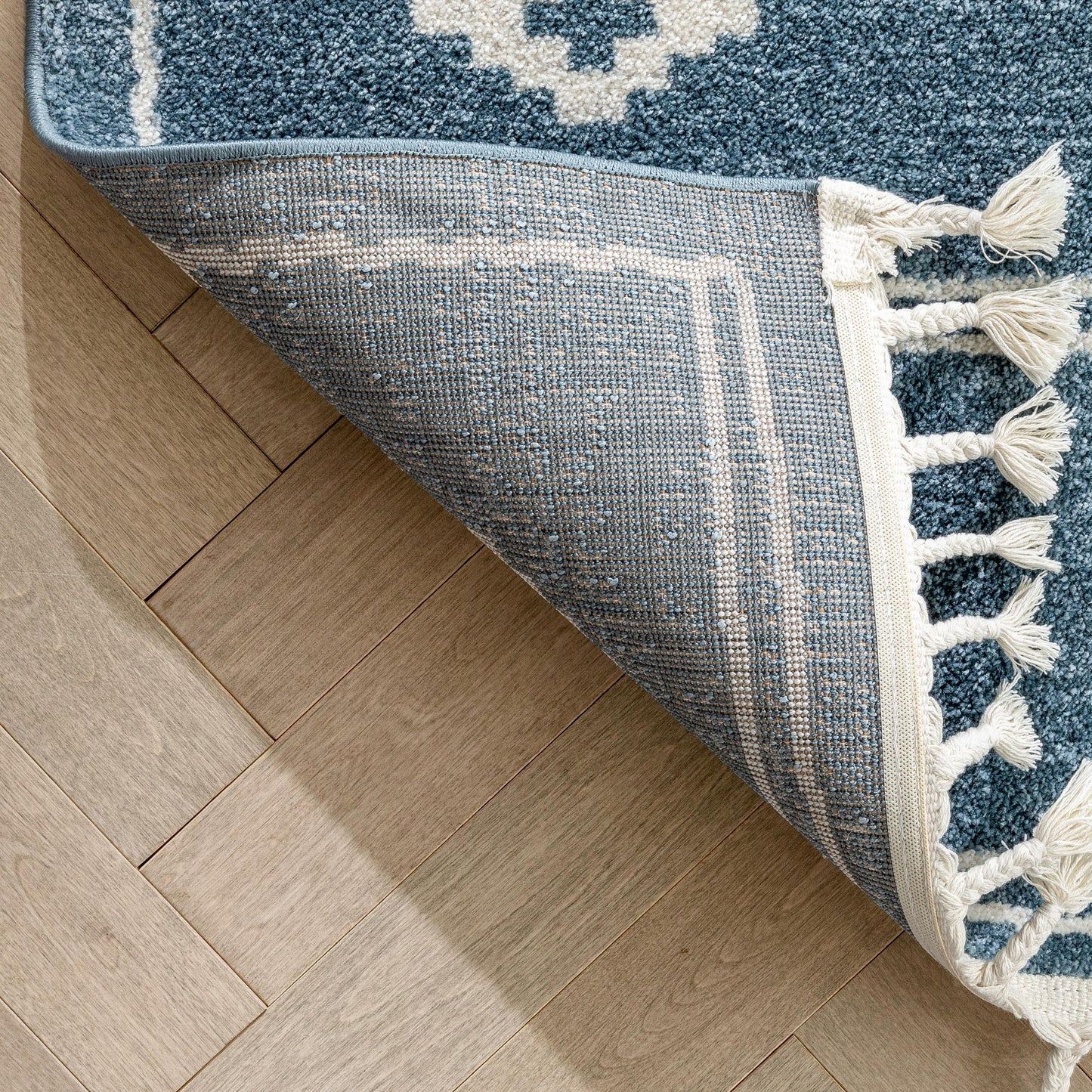 Parallel Moroccan Tribal Diamond Pattern Blue Rug SE-244