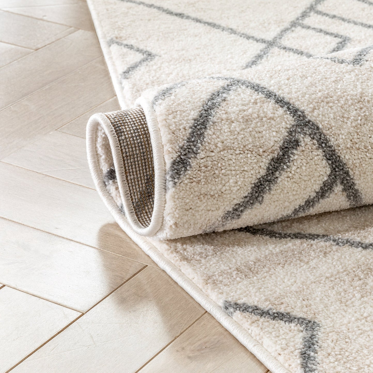 Diodelly Moroccan Lattice Trellis Ivory Grey Rug SE-262