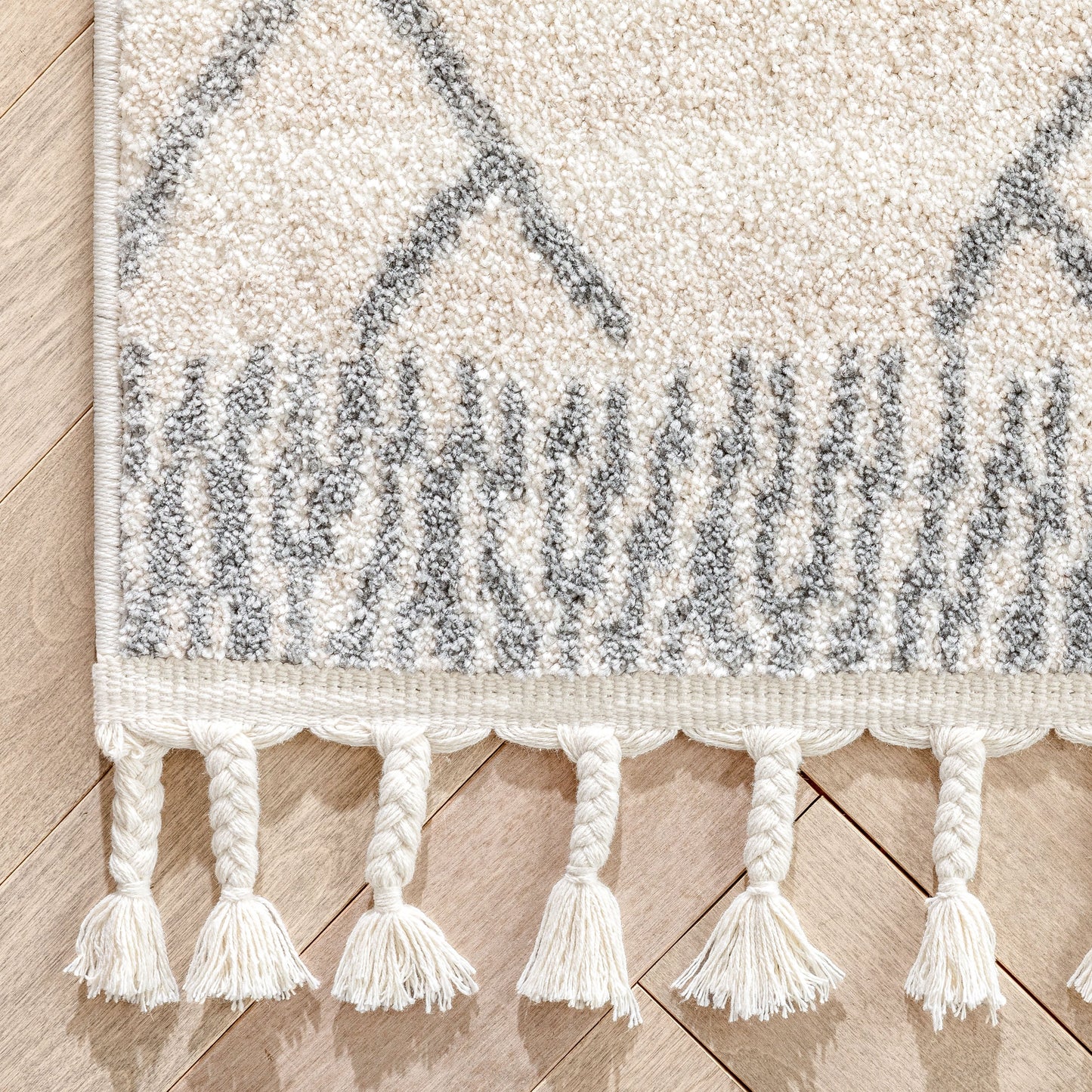 Diodelly Moroccan Lattice Trellis Ivory Grey Rug SE-262