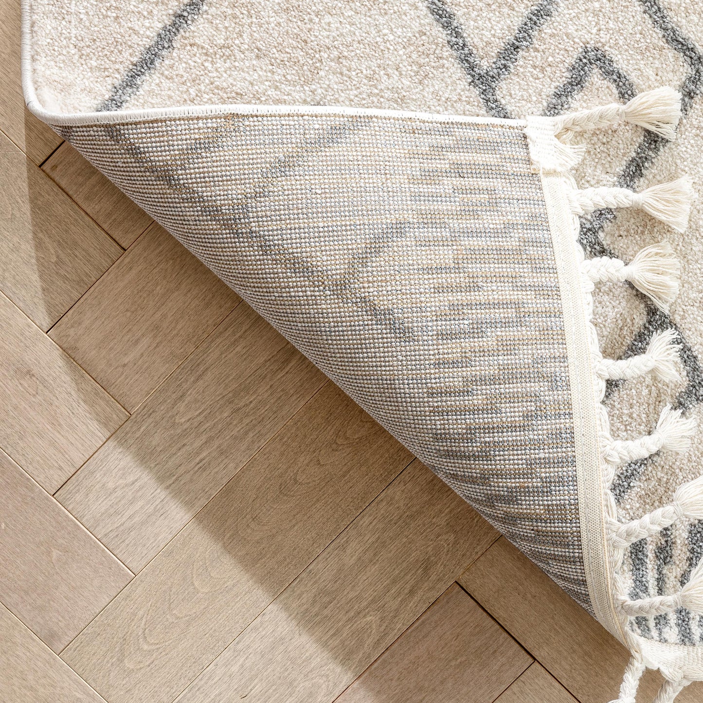 Diodelly Moroccan Lattice Trellis Ivory Grey Rug SE-262