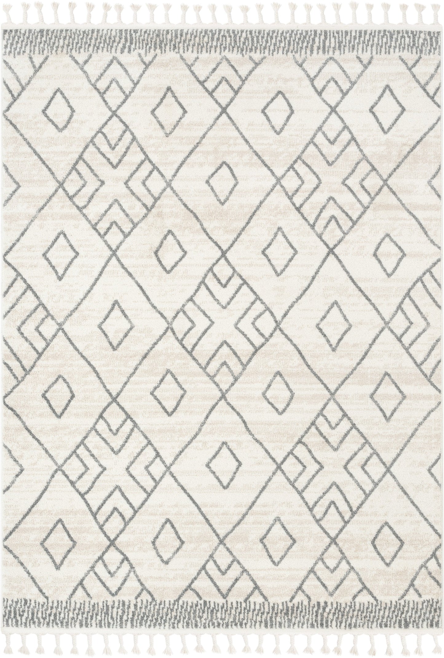 Diodelly Moroccan Lattice Trellis Ivory Grey Rug SE-262