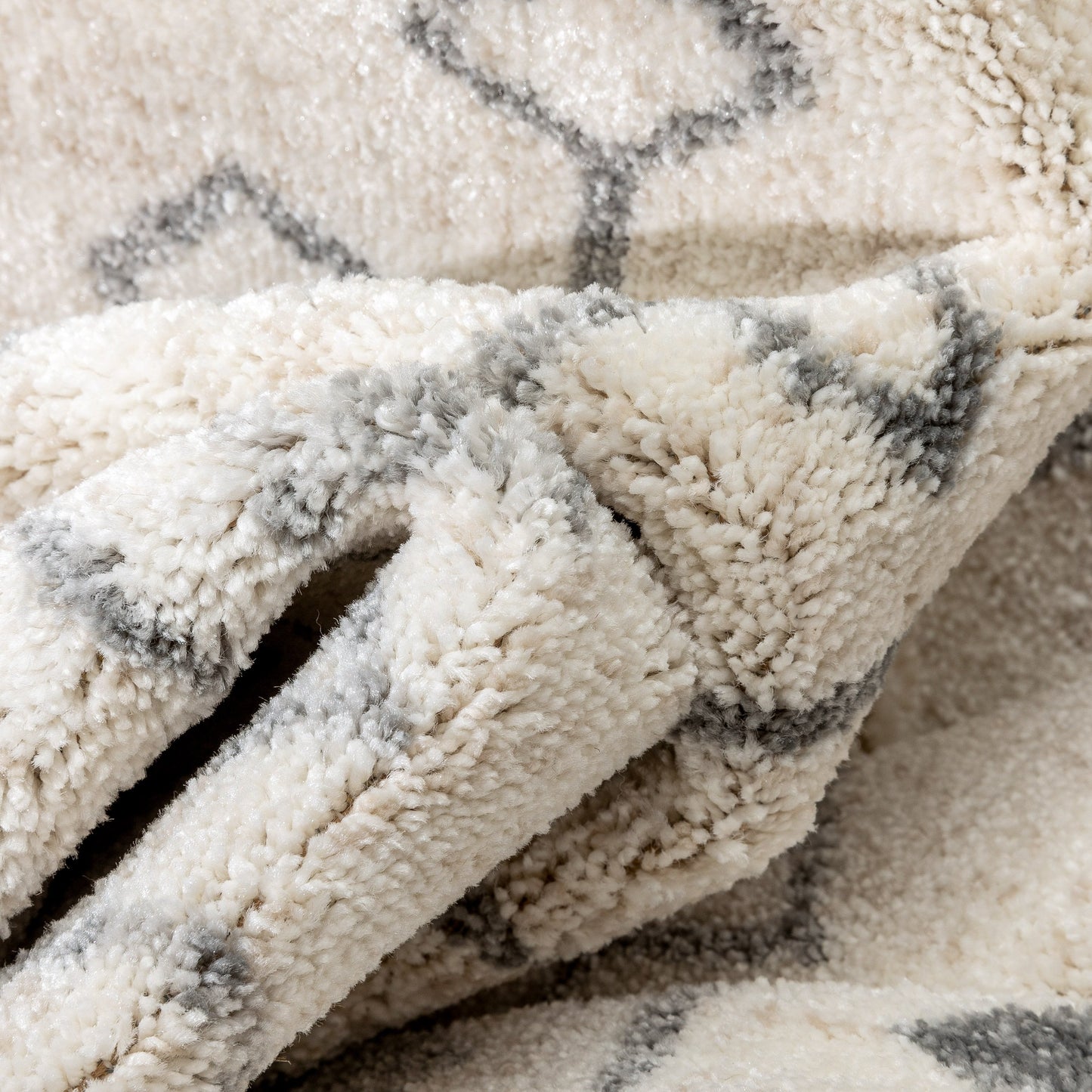 Transistora Nordic Tribal Trellis Pattern Ivory Grey Rug SE-282