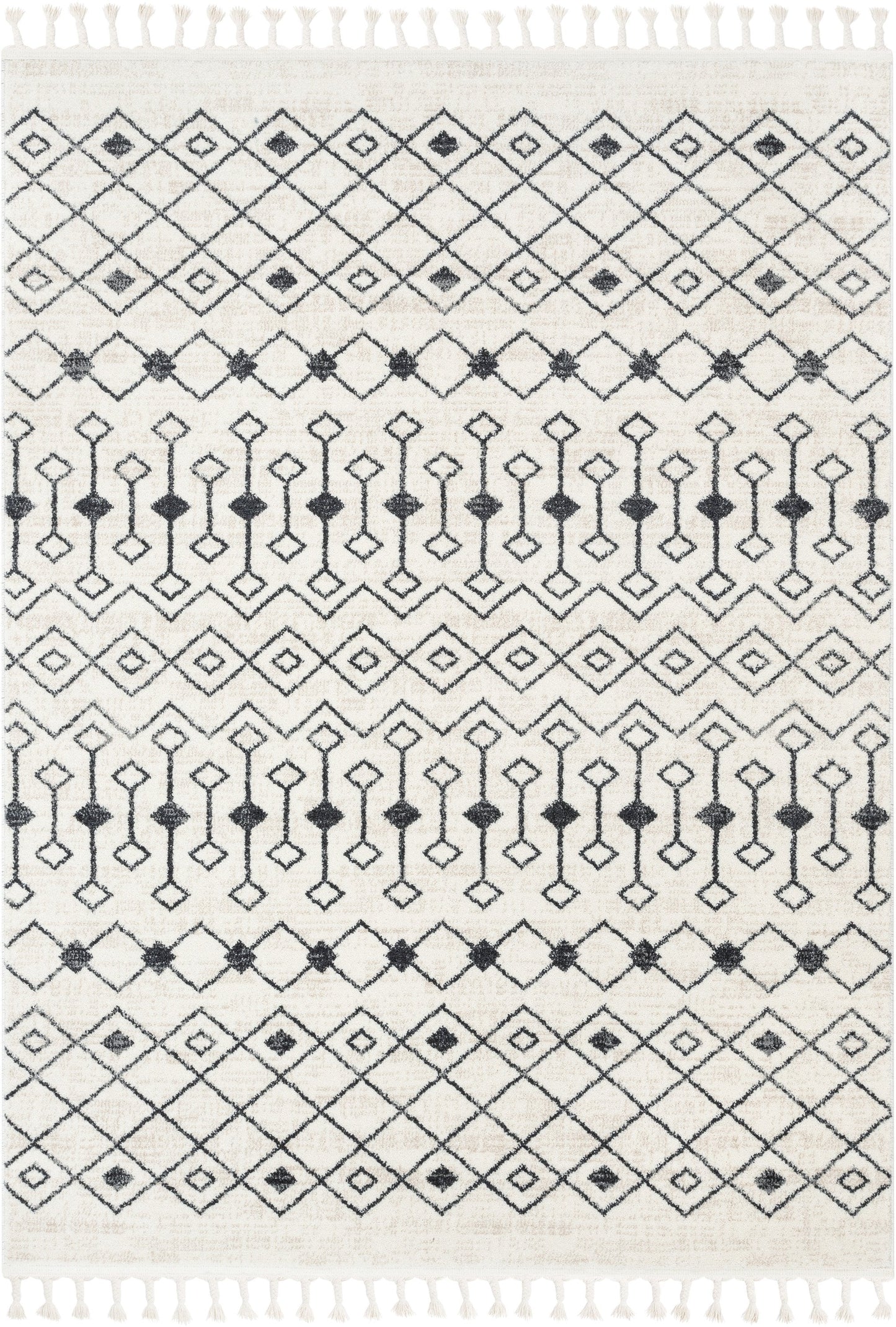 Transistora Nordic Tribal Trellis Pattern Charcoal Ivory Rug SE-283