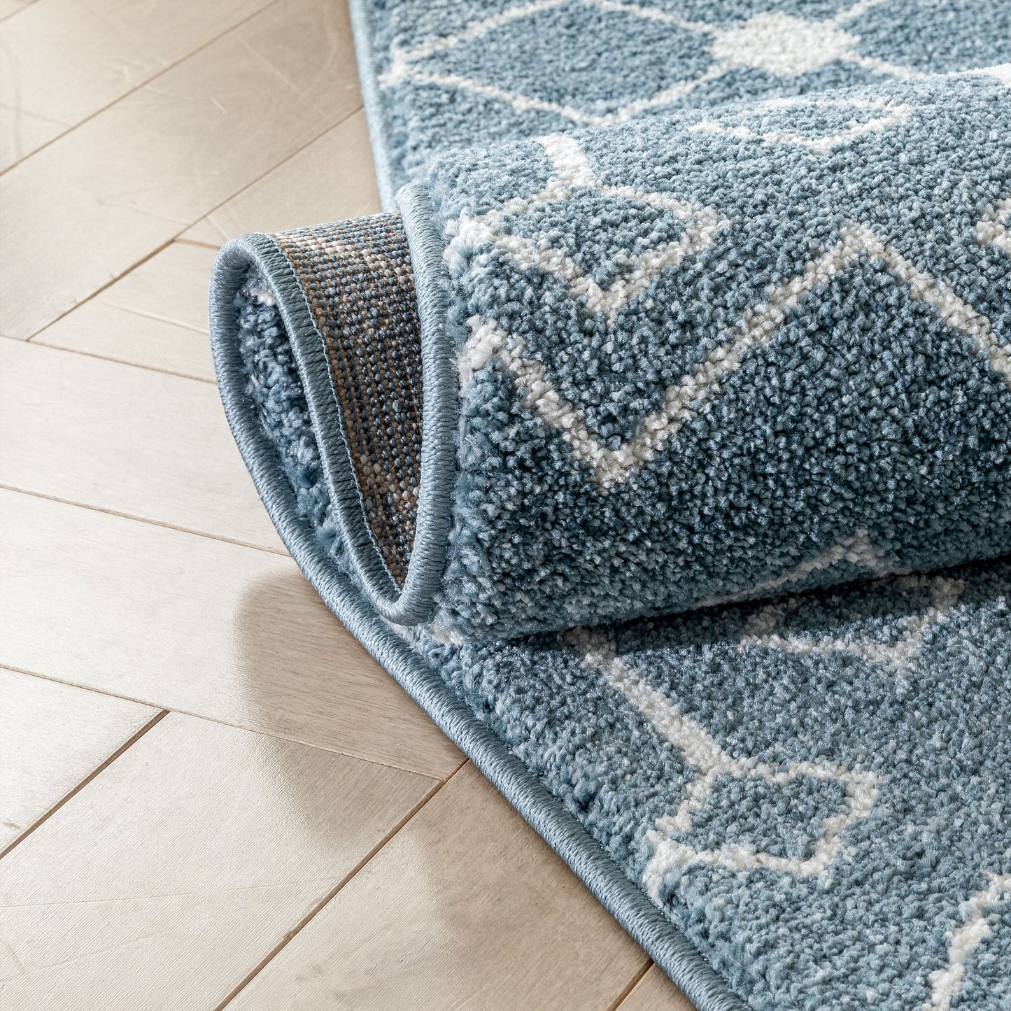 Transistora Nordic Tribal Trellis Pattern Blue Rug SE-284