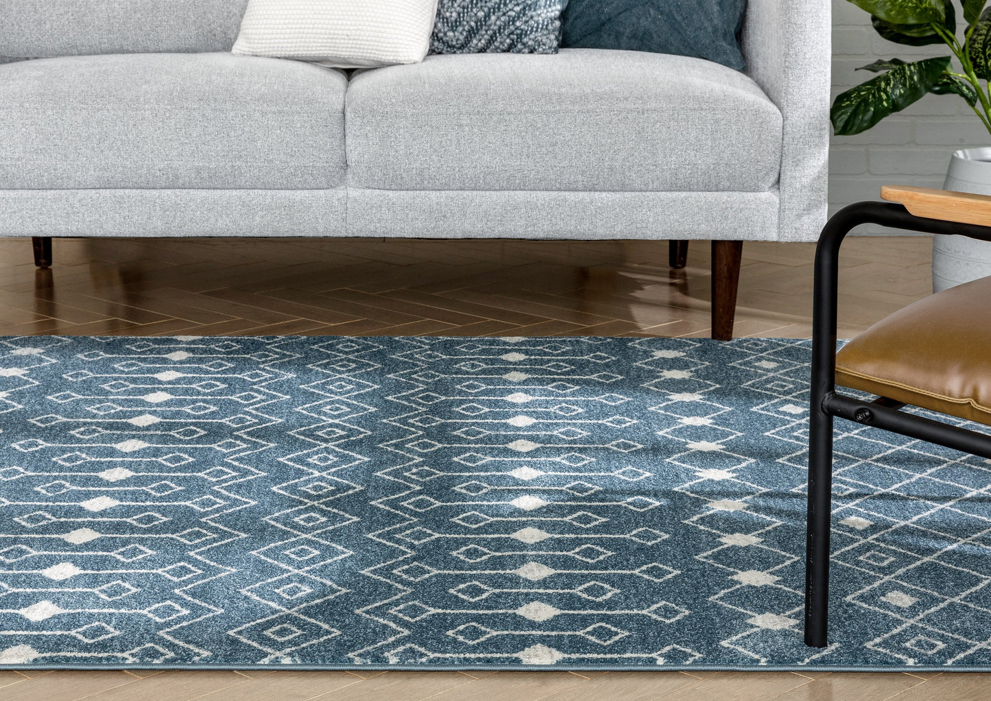 Transistora Nordic Tribal Trellis Pattern Blue Rug SE-284