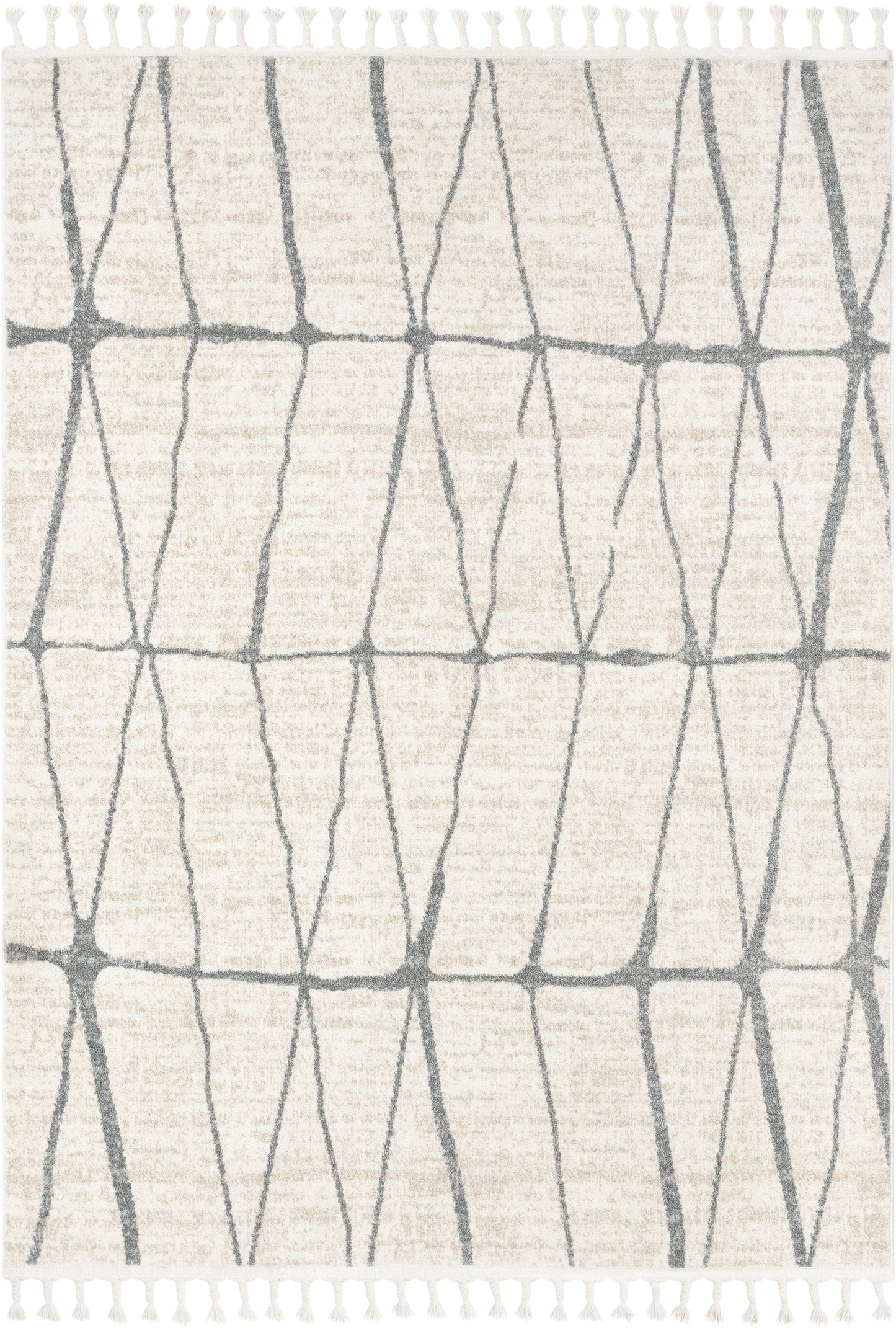 Crisscross Nordic Geometric Pattern Ivory Rug SE-312