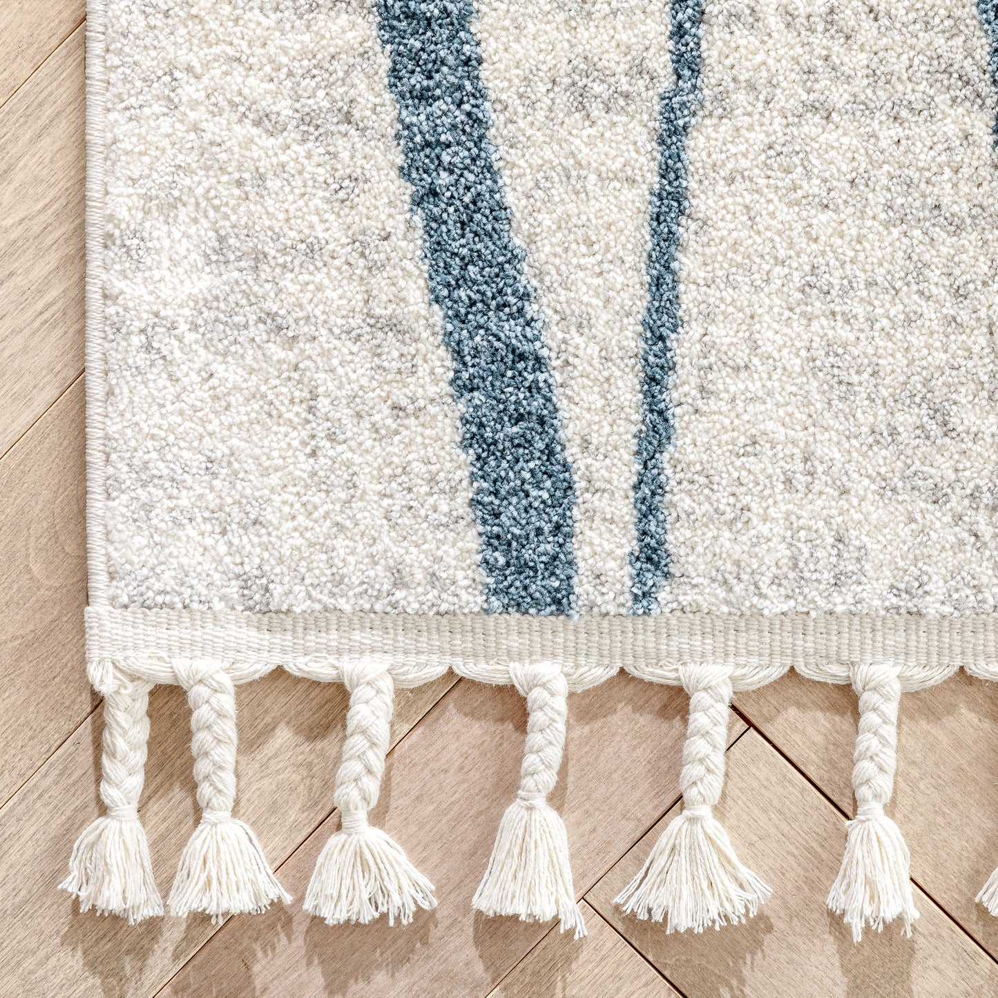 Crisscross Nordic Geometric Pattern Blue Ivory Rug SE-316