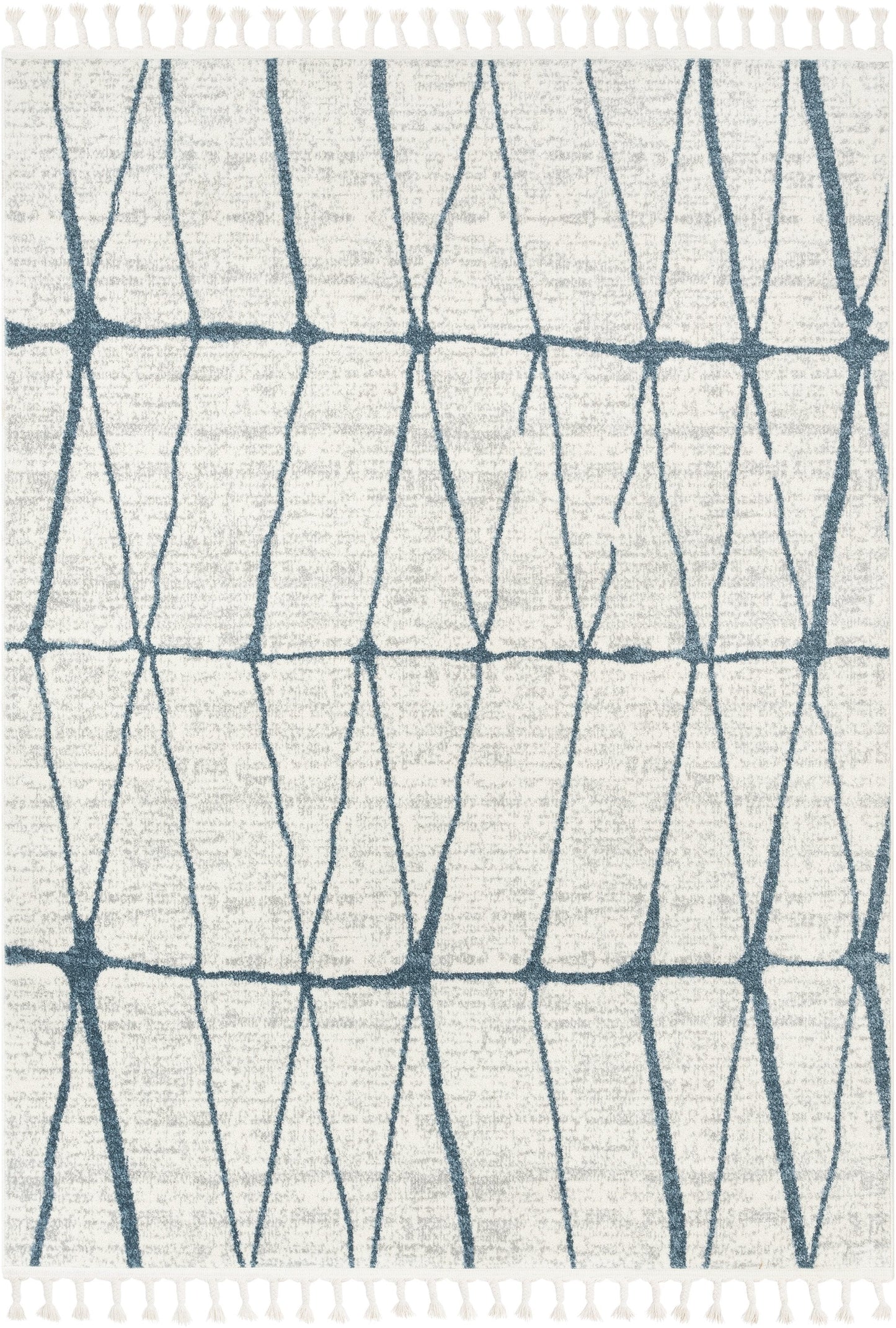 Crisscross Nordic Geometric Pattern Blue Ivory Rug SE-316