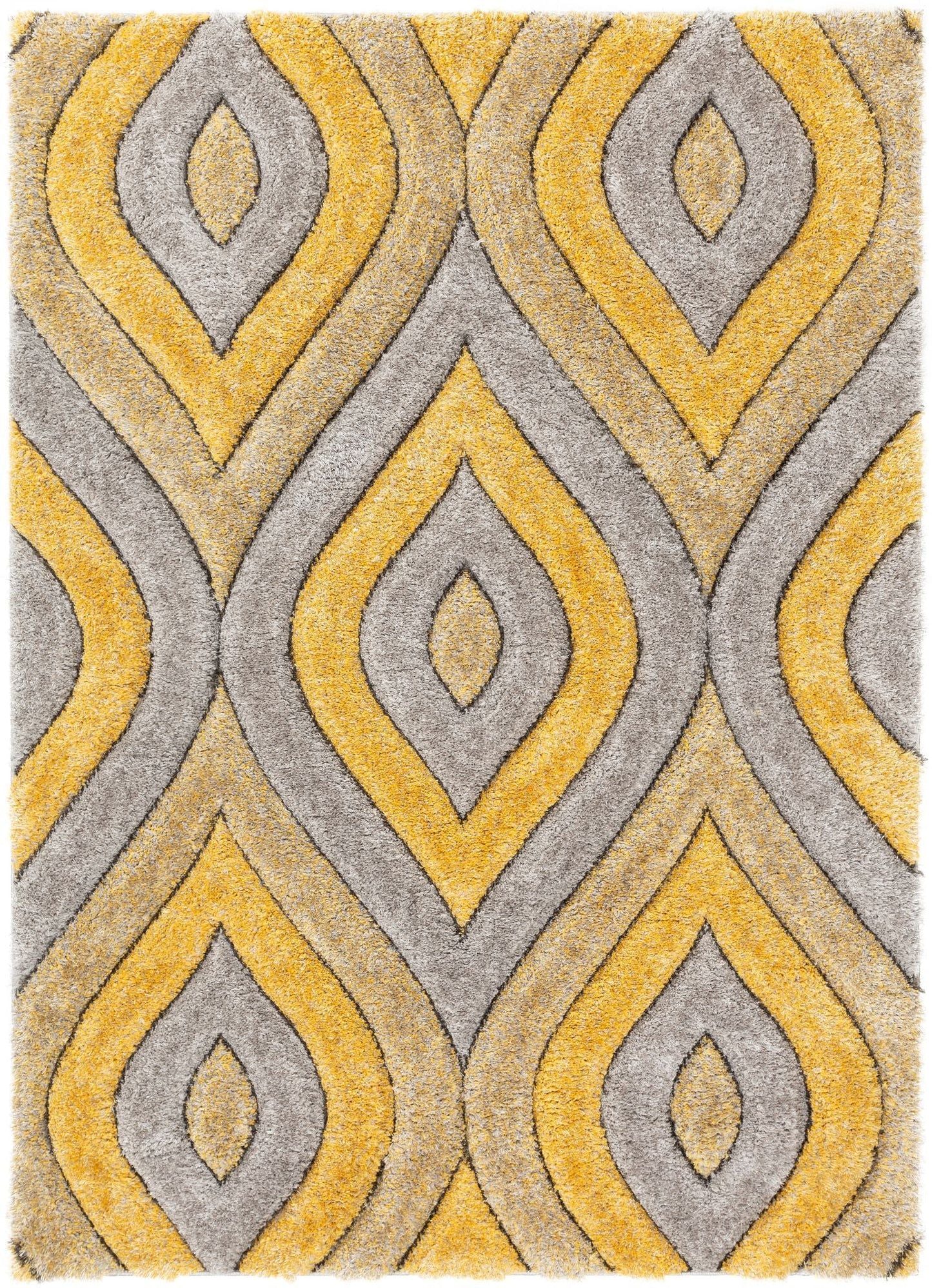 Malibu Yellow Modern 3D Textured Shag Rug SF-11