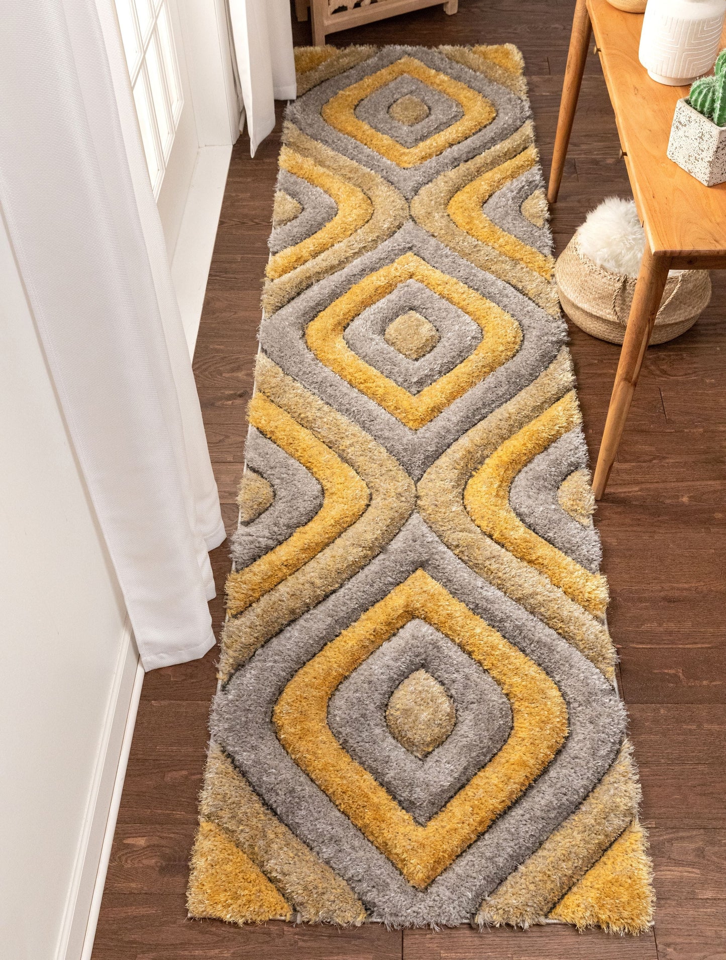 Malibu Yellow Modern 3D Textured Shag Rug SF-11