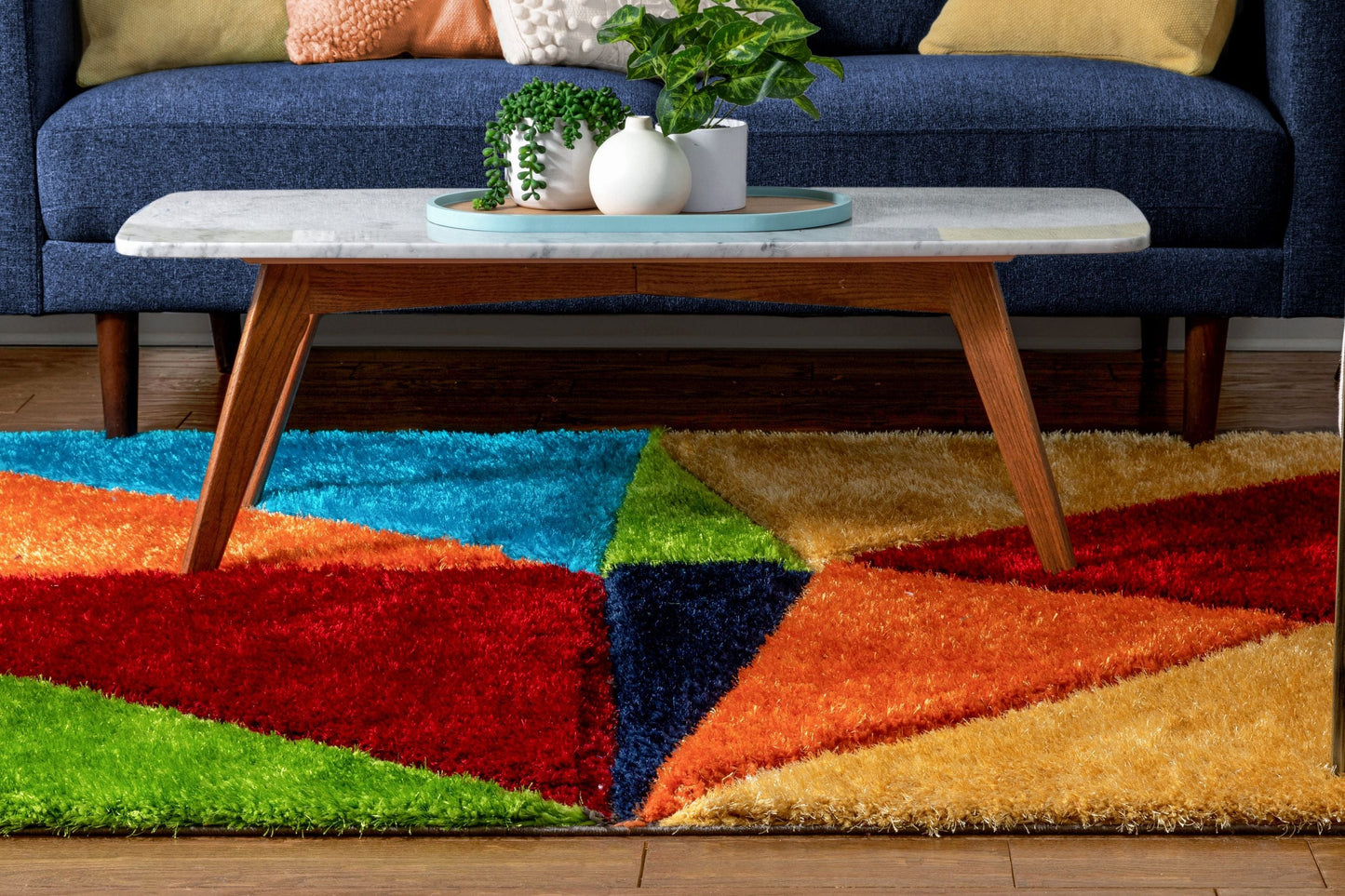 Rialto Modern Geometric Shag Multi 3D Textured Thick & Soft Shag Rug SF-121