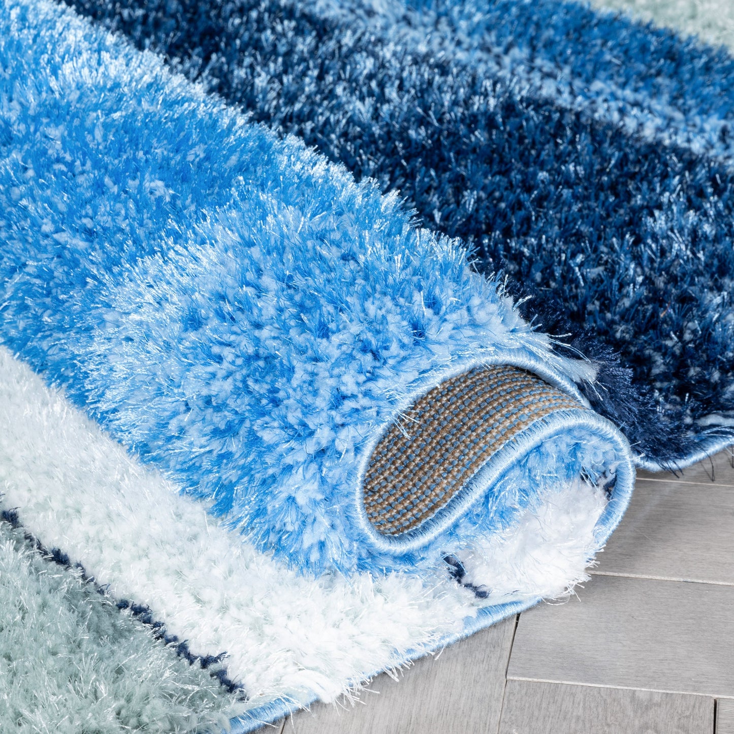 Apallo Modern Geometric Light Blue 3D Textured Thick & Soft Shag Rug SF-146