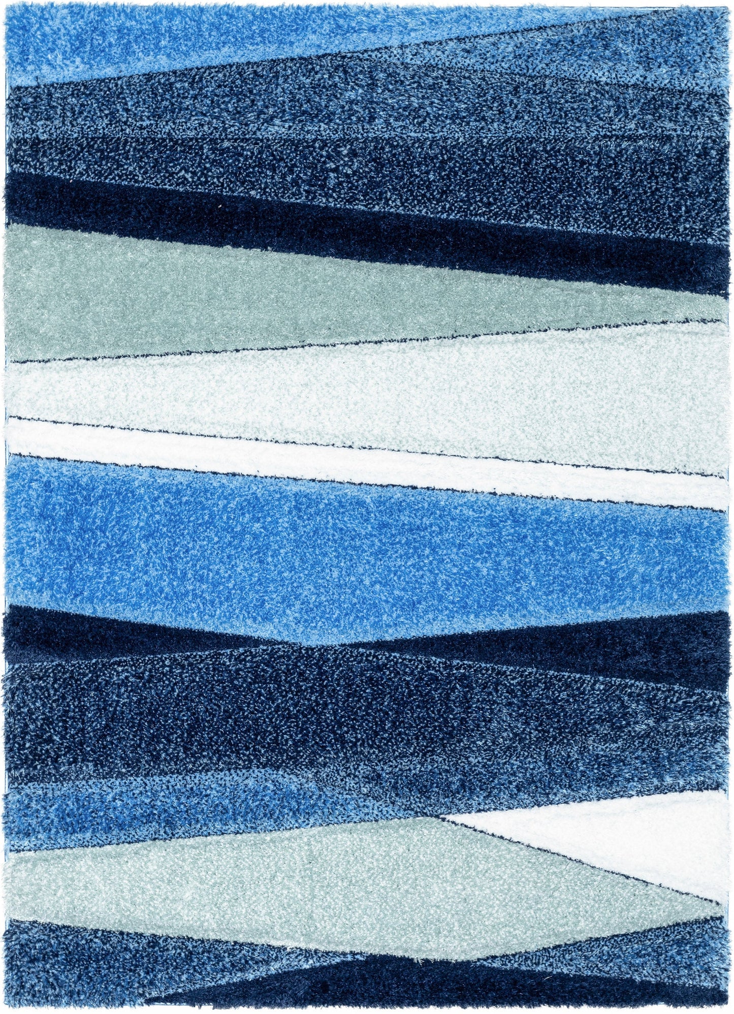 Apallo Modern Geometric Light Blue 3D Textured Thick & Soft Shag Rug SF-146