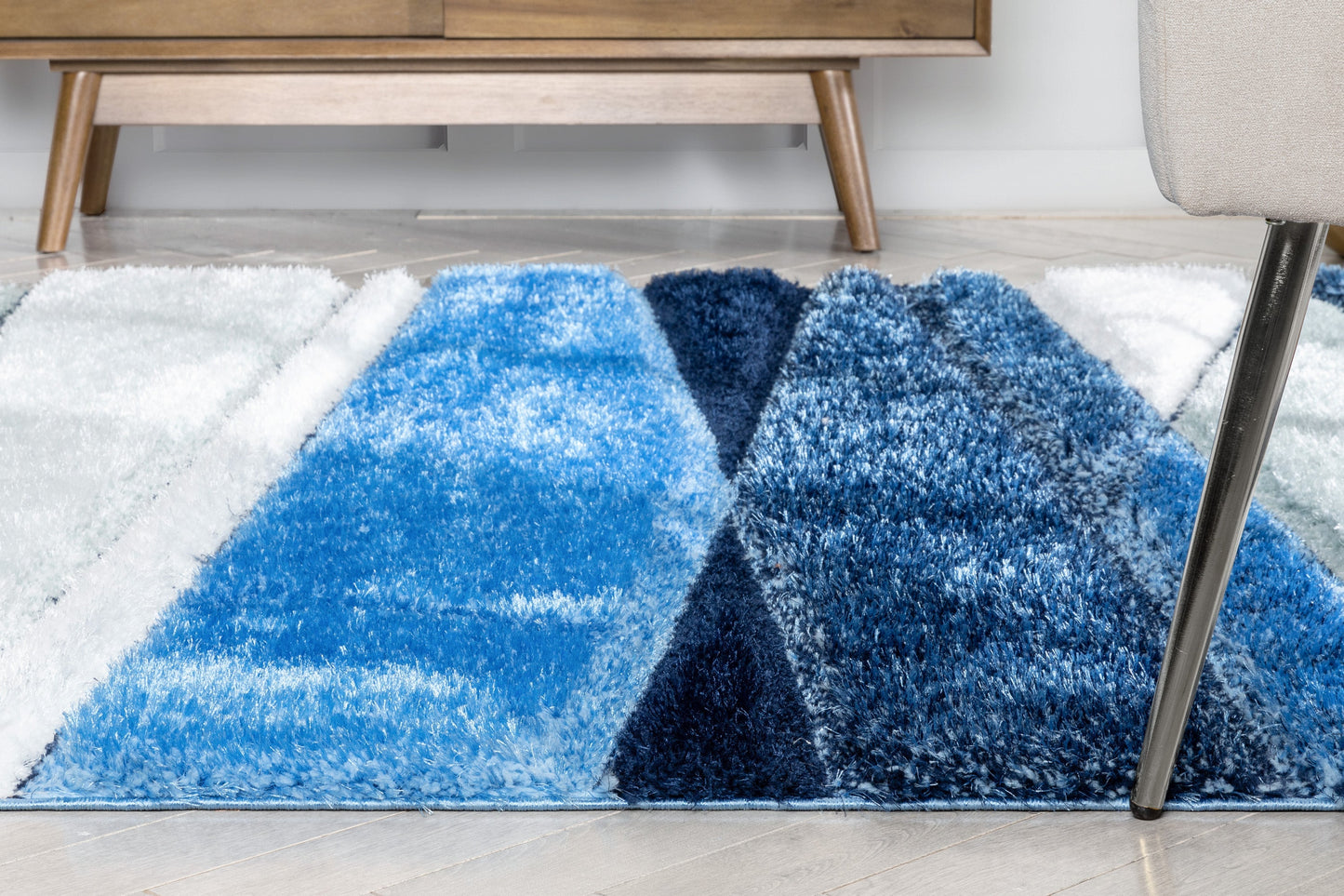 Apallo Modern Geometric Light Blue 3D Textured Thick & Soft Shag Rug SF-146