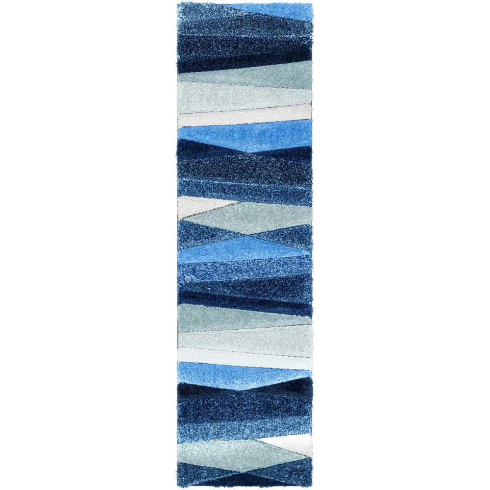 Apallo Modern Geometric Light Blue 3D Textured Thick & Soft Shag Rug SF-146