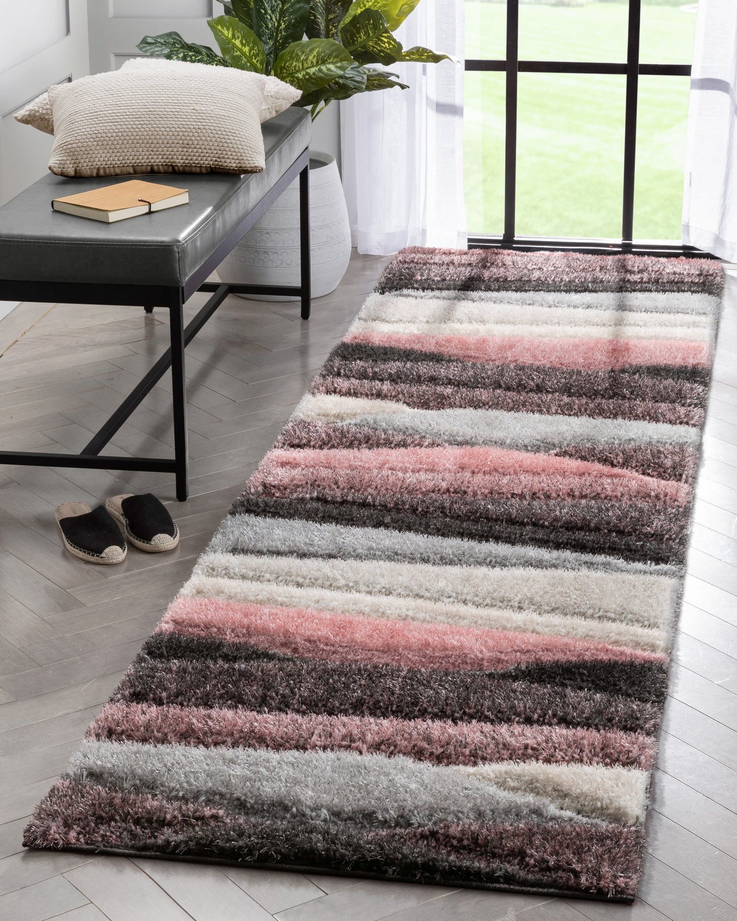 Apallo Modern Geometric Blush 3D Textured Thick & Soft Shag Rug SF-149