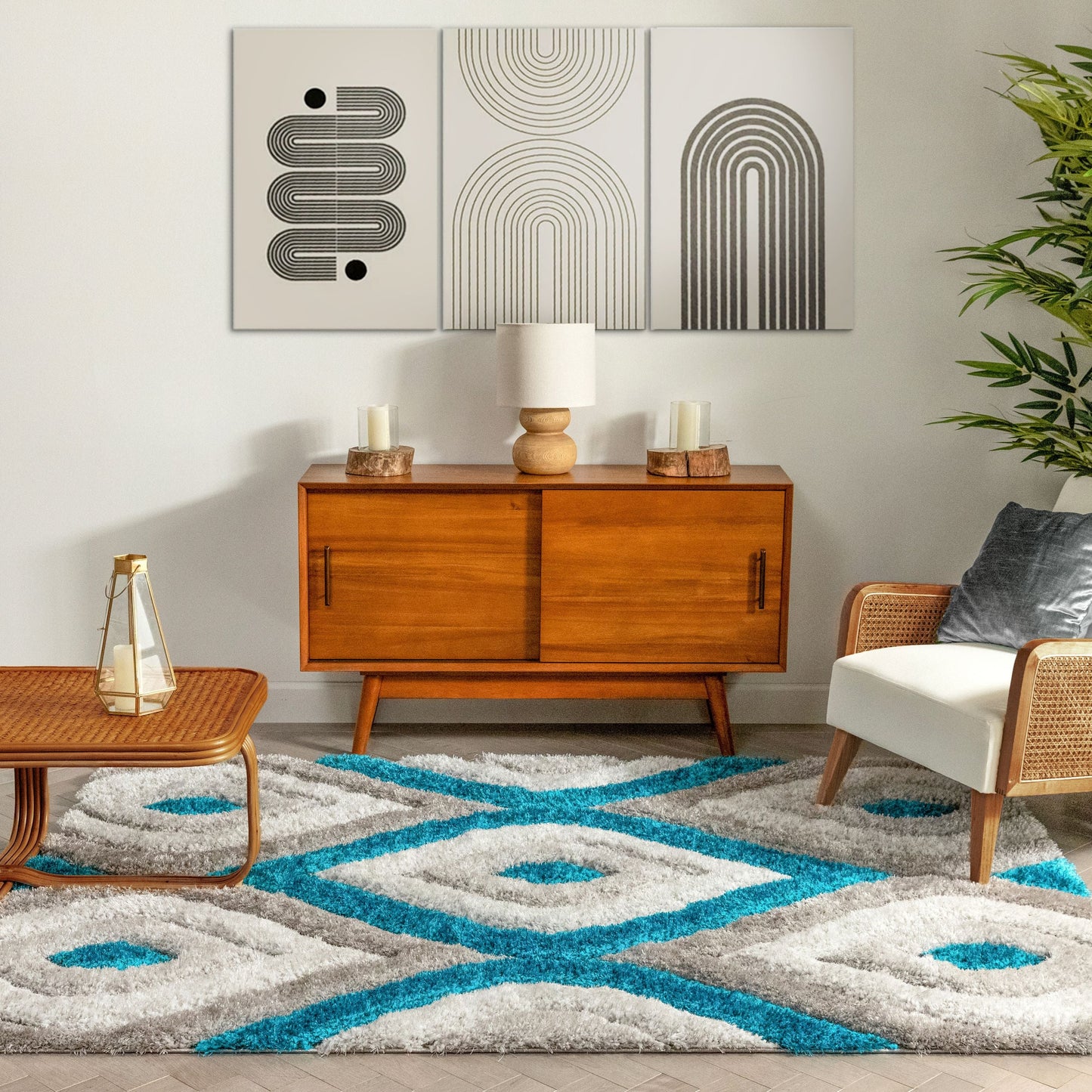 Malibu Blue Modern 3D Textured Shag Rug SF-14