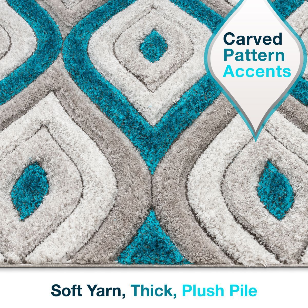 Malibu Blue Modern 3D Textured Shag Rug SF-14