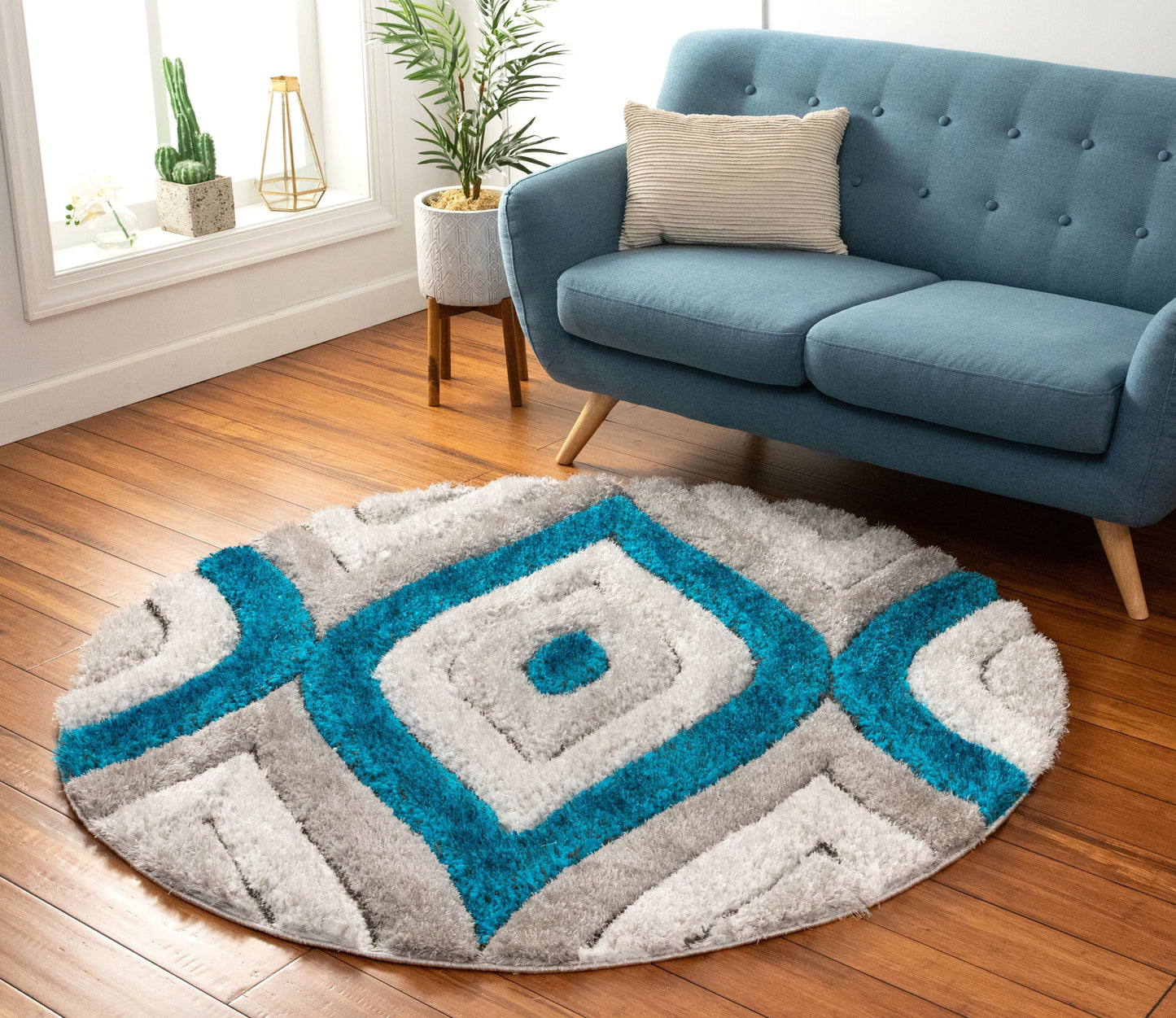 Malibu Blue Modern 3D Textured Shag Rug SF-14