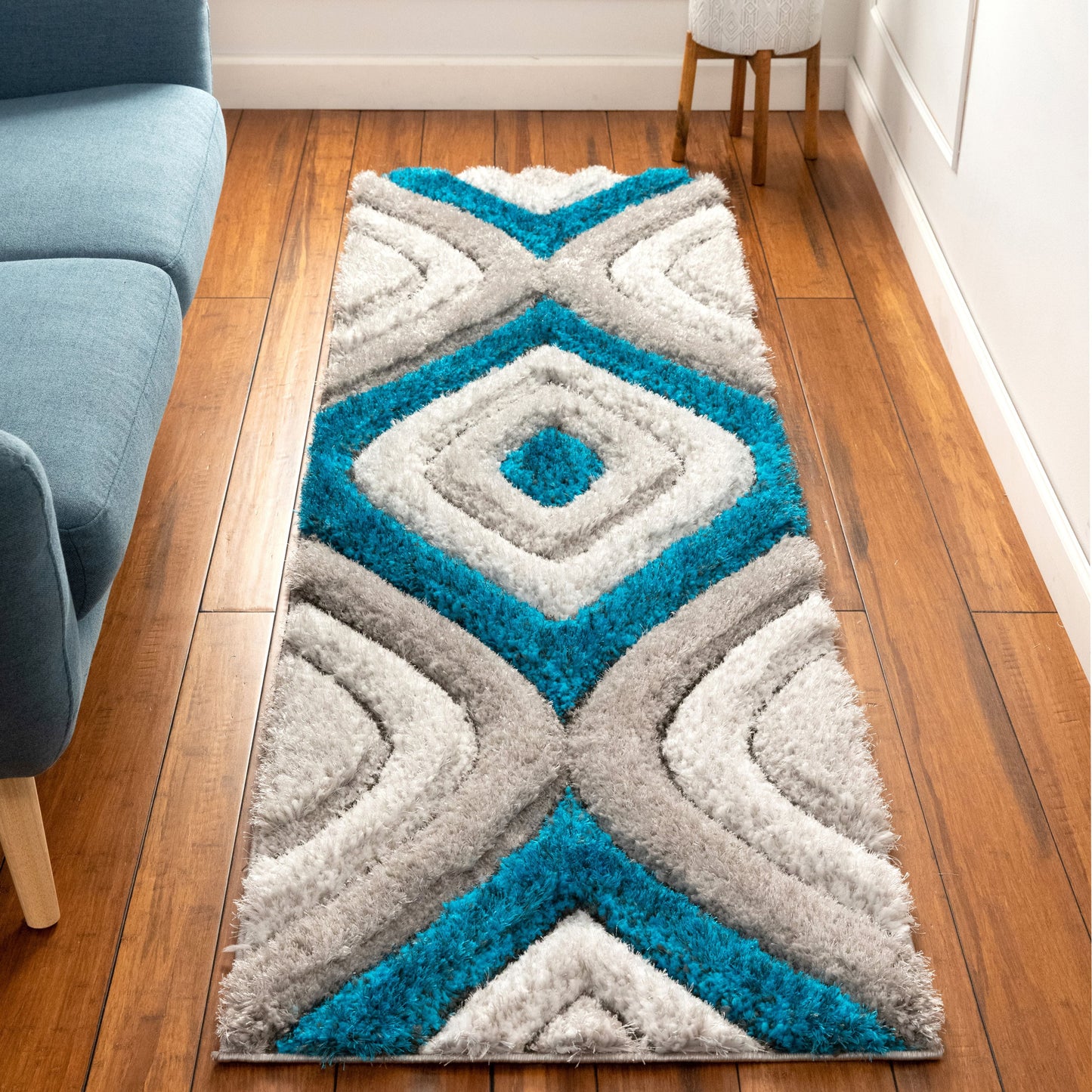 Malibu Blue Modern 3D Textured Shag Rug SF-14