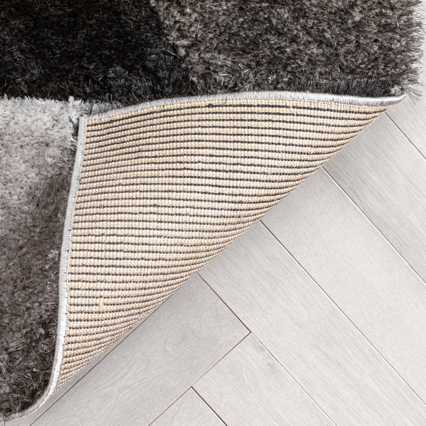 Holland Modern Geometric Black 3D Textured Thick & Soft Shag Rug SF-153
