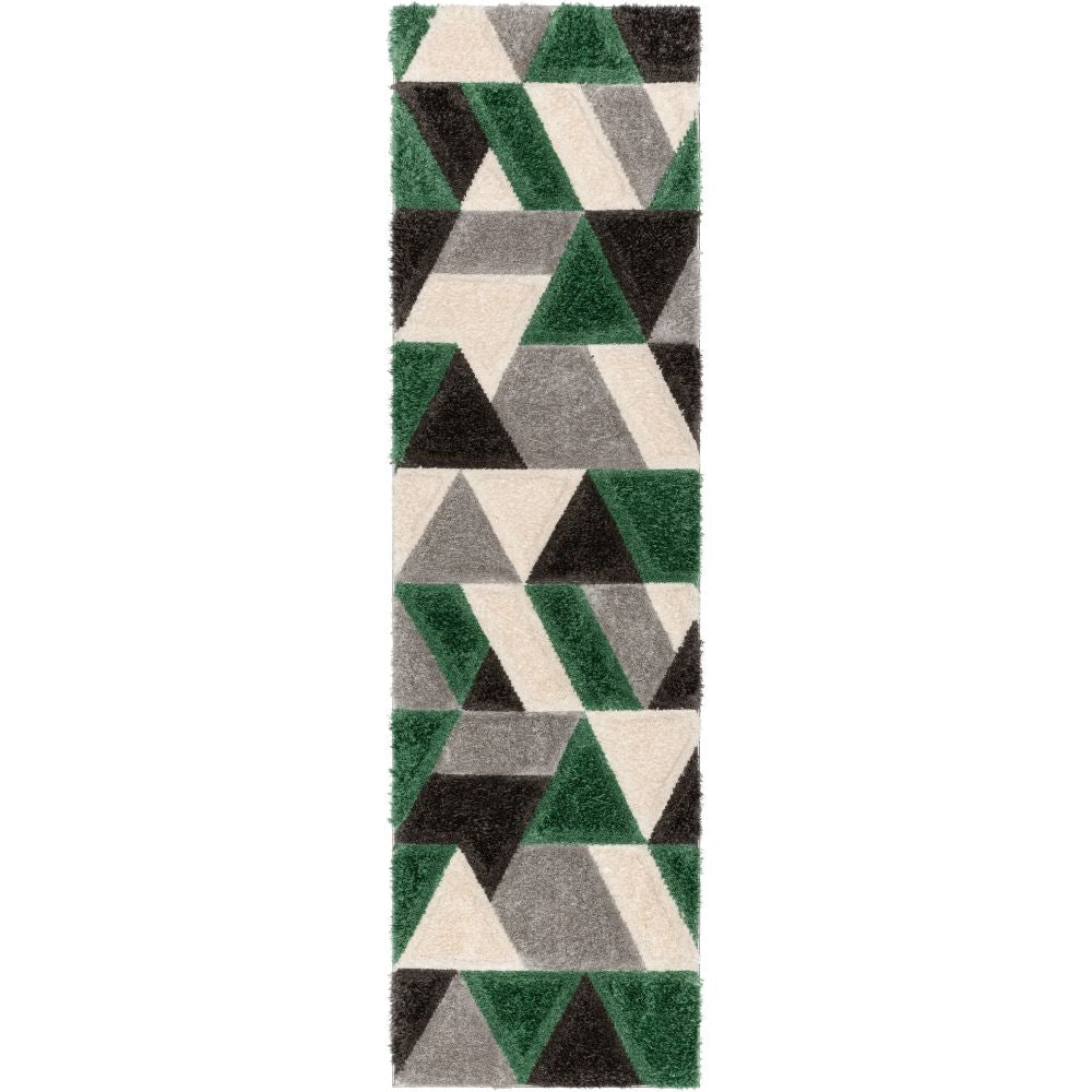 Holland Modern Geometric Green 3D Textured Thick & Soft Shag Rug SF-155