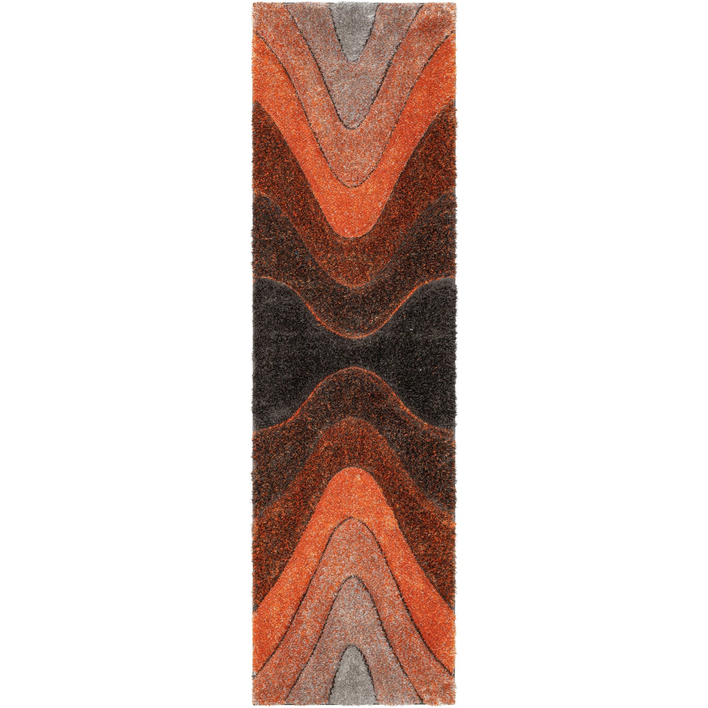 Luz Modern Geometric Grey Orange 3D Textured Thick & Soft Shag Rug SF-167